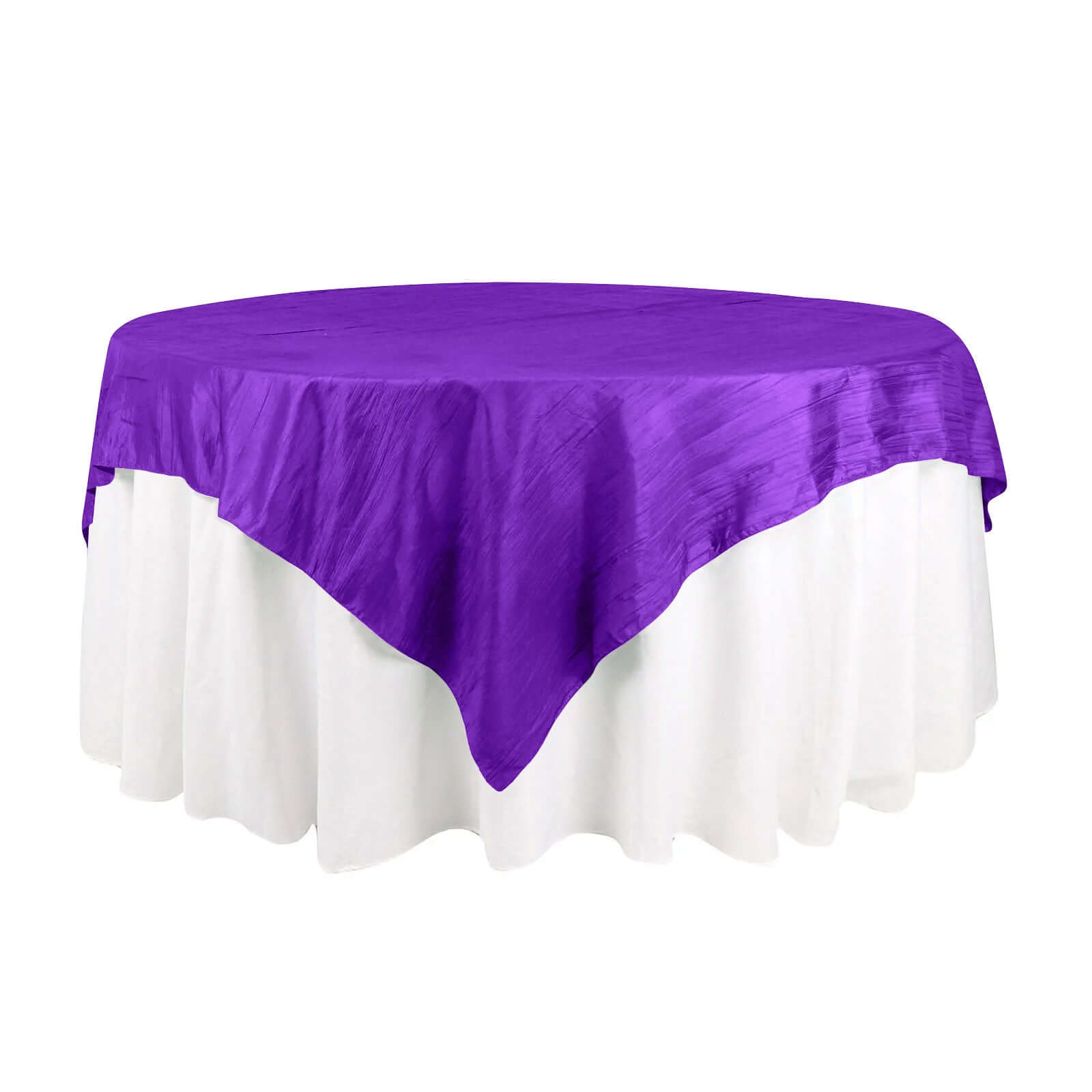 Taffeta 72x72 Table Overlay Square Tablecloth Purple - Accordion Crinkle Table Cover