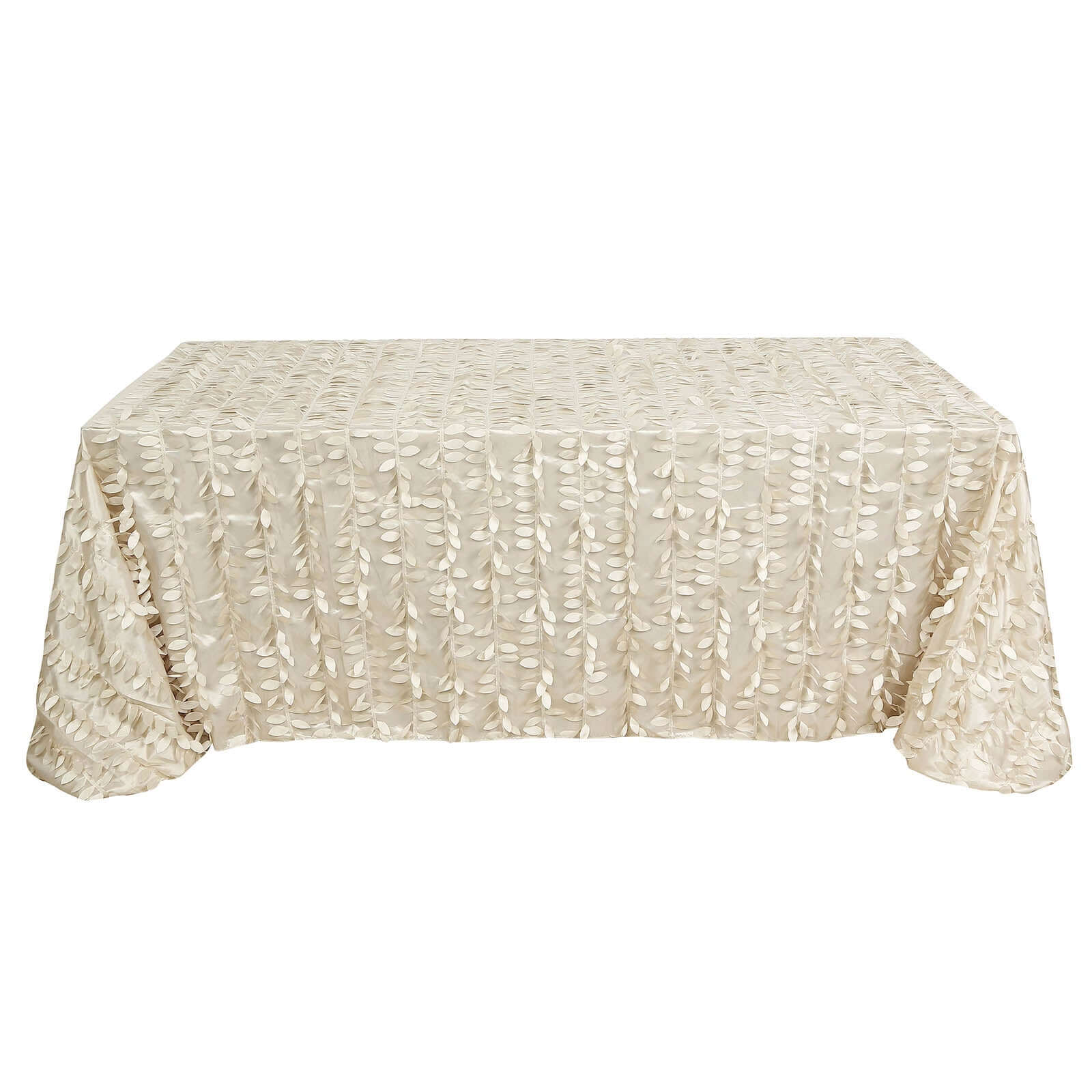 Taffeta 90x156 Rectangle Tablecloth Beige | 3D Leaf Petal Design Seamless Table Cover