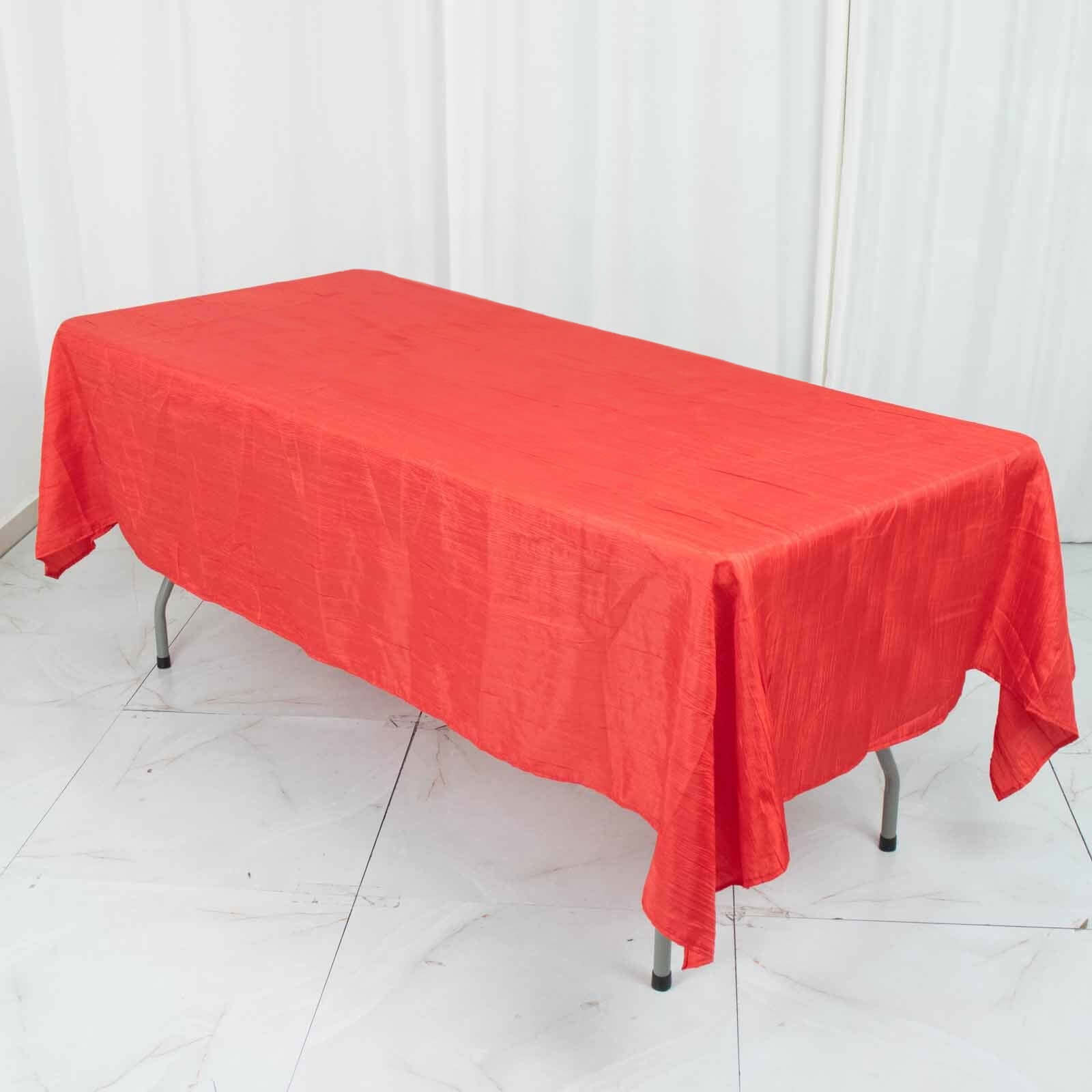 Taffeta 60x102 Rectangle Tablecloth Red - Accordion Crinkle Table Cover