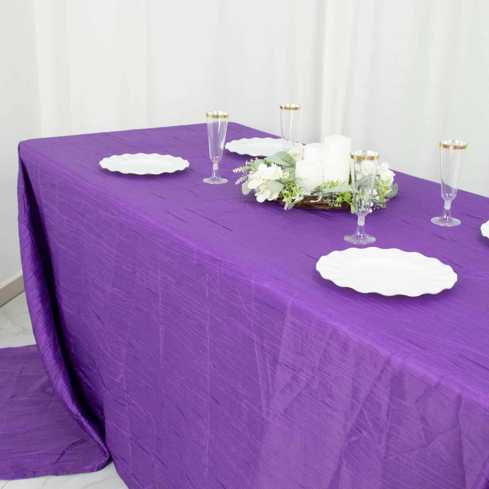 Taffeta 90x156 Rectangle Tablecloth Purple - Accordion Crinkle Seamless Table Cover