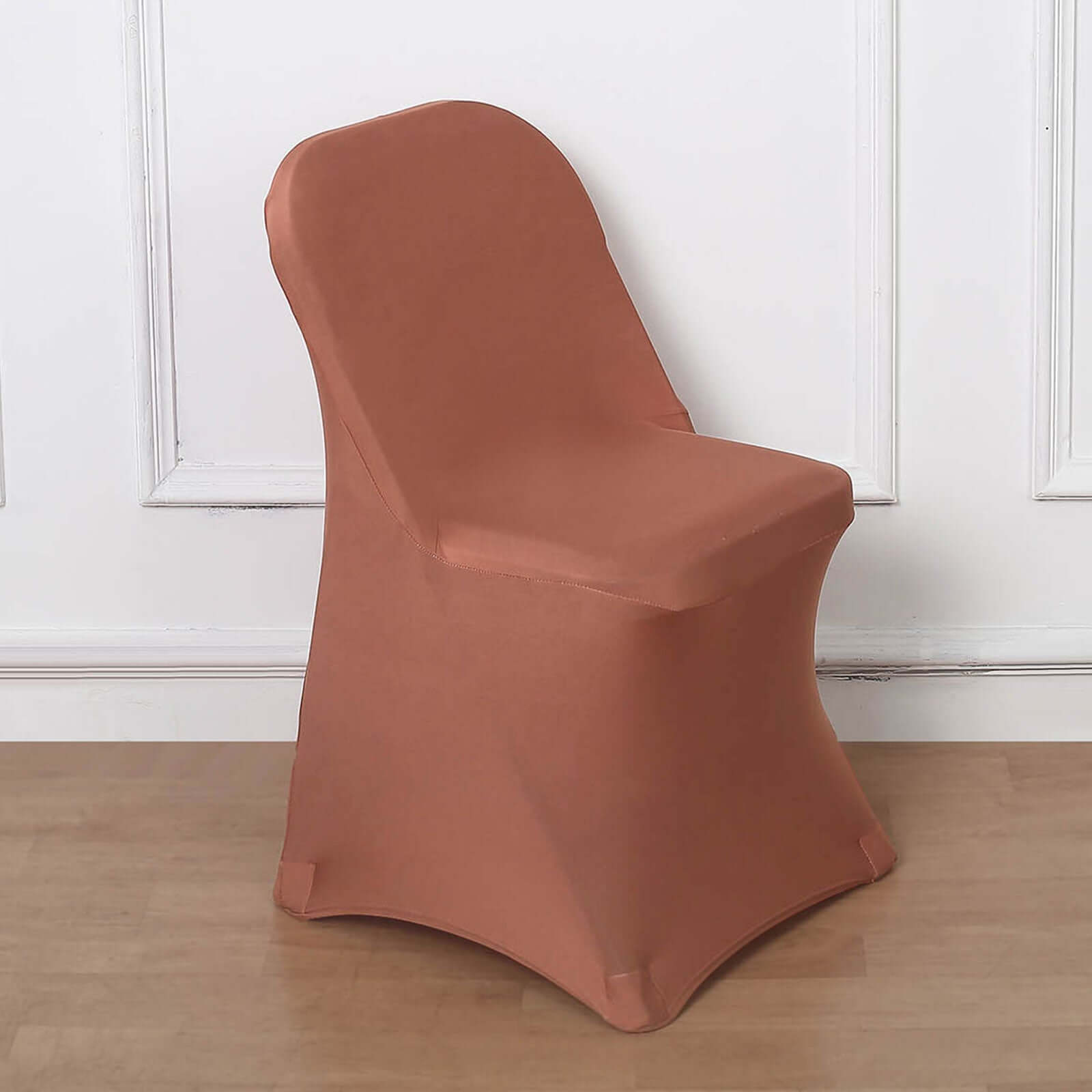 Stretch Spandex Chair Cover Terracotta (Rust) for Folding Chairs - Reusable & Wrinkle-Resistant 160GSM Fitted Slipcover