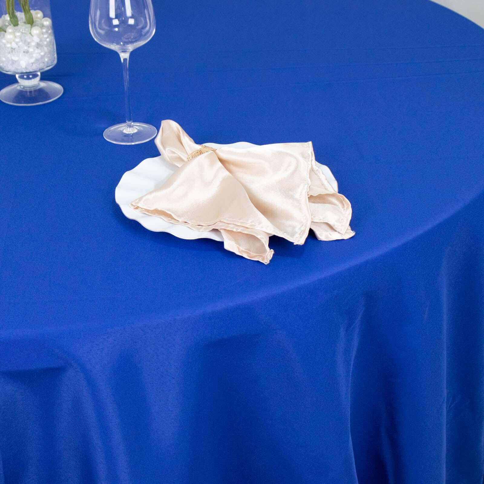 Premium Polyester 132 Round Tablecloth Royal Blue - Seamless 220GSM Wrinkle-Resistant Table Cover