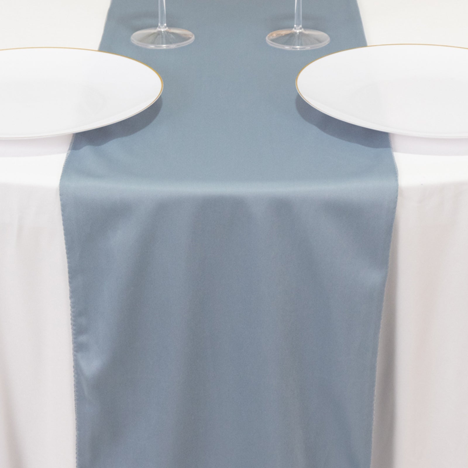 Premium Scuba Polyester 12x108 Table Runner Dusty Blue - Wrinkle-Free Table Linen