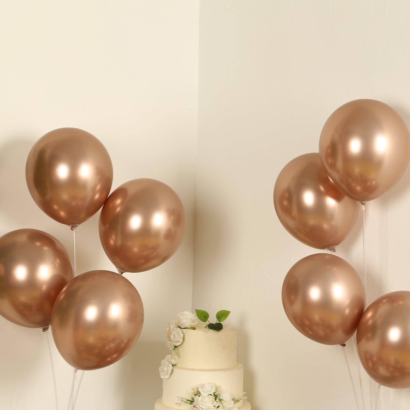 50 Pack Chrome Rose Gold Biodegradable Latex Balloons 12, Thick Eco Friendly Metallic Party Balloons