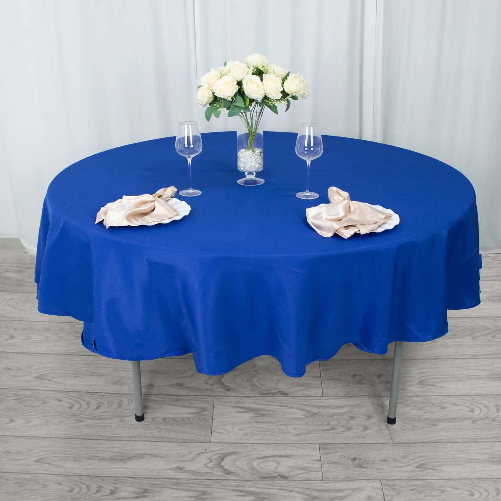 Premium Polyester 90 Round Tablecloth Royal Blue - Stain and Wrinkle-Resistant Design with 220GSM Thickness Table Cover