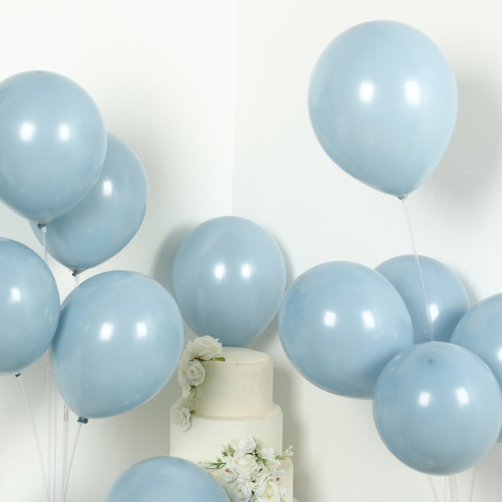 50 Pack Matte Pastel Dusty Blue Biodegradable Balloons 12, Round Eco-friendly Thick Latex Party Balloons