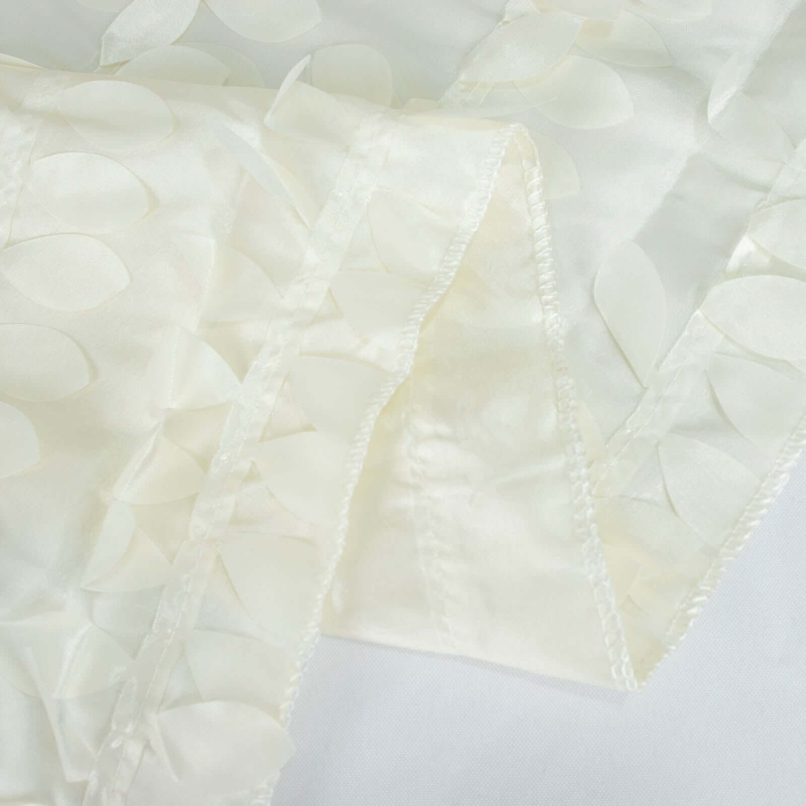 Taffeta 72x72 Table Overlay Square Tablecloth Ivory - 3D Leaf Petal Table Cover