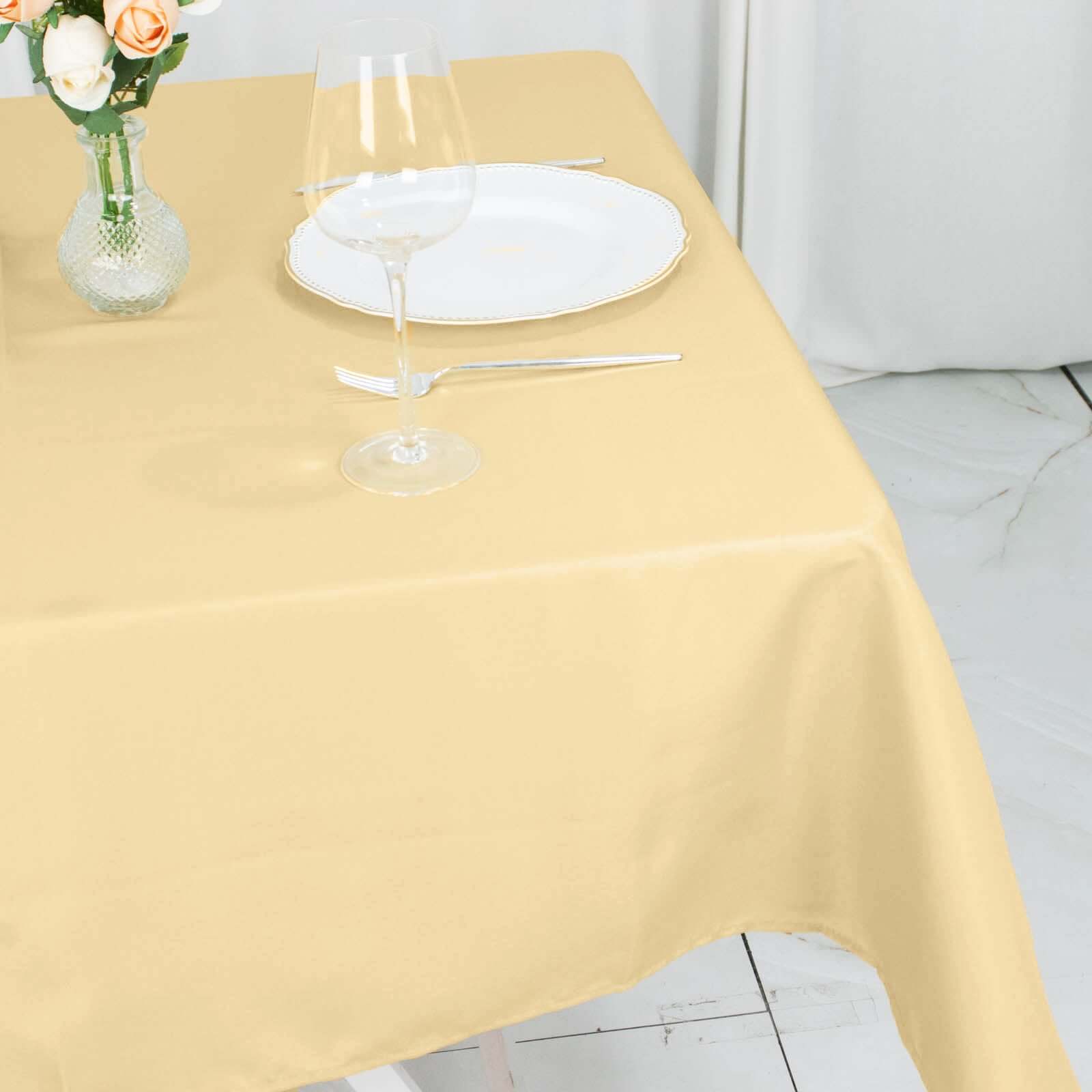 Premium Polyester 54x54 Square Tablecloth Champagne - 220GSM Stain and Wrinkle-Resistant Table Cover