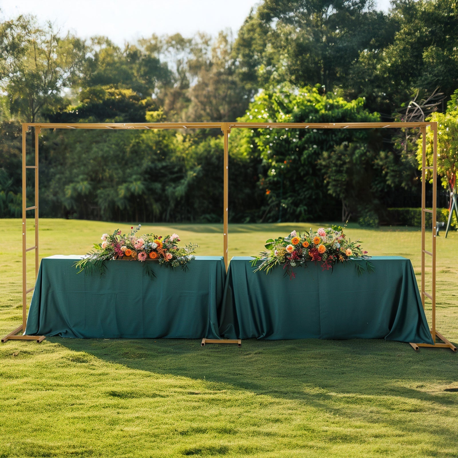 6ftx12ft Gold Rectangular Arbor - Freestanding 6' High Over the Table Stand, Backdrop Stand with Double Frame for Floral Balloon Décor