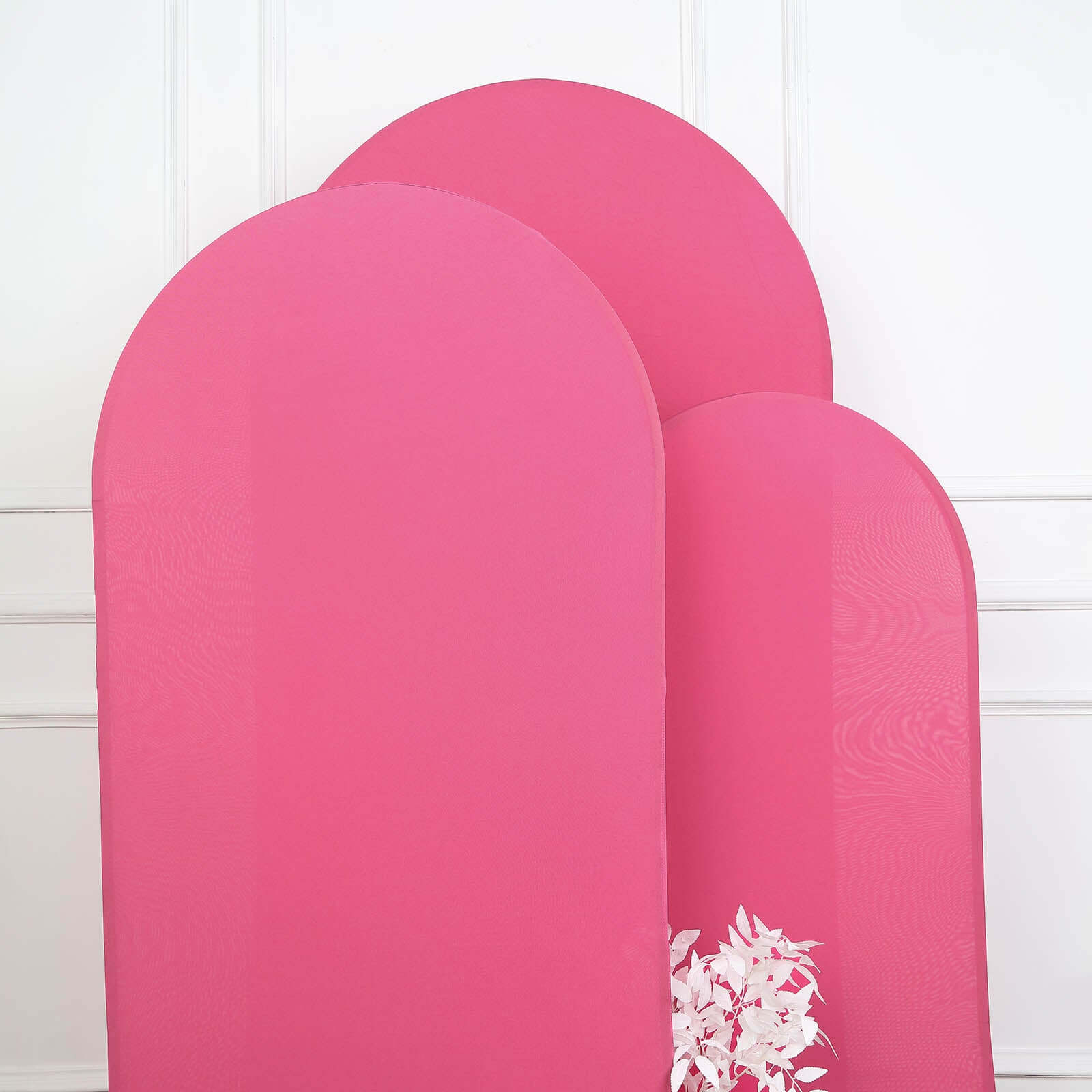 Set of 3 Matte Fuchsia Spandex Fitted Chiara Backdrop Stand Cover For Round Top Wedding Arch - 5ft, 6ft, 7ft