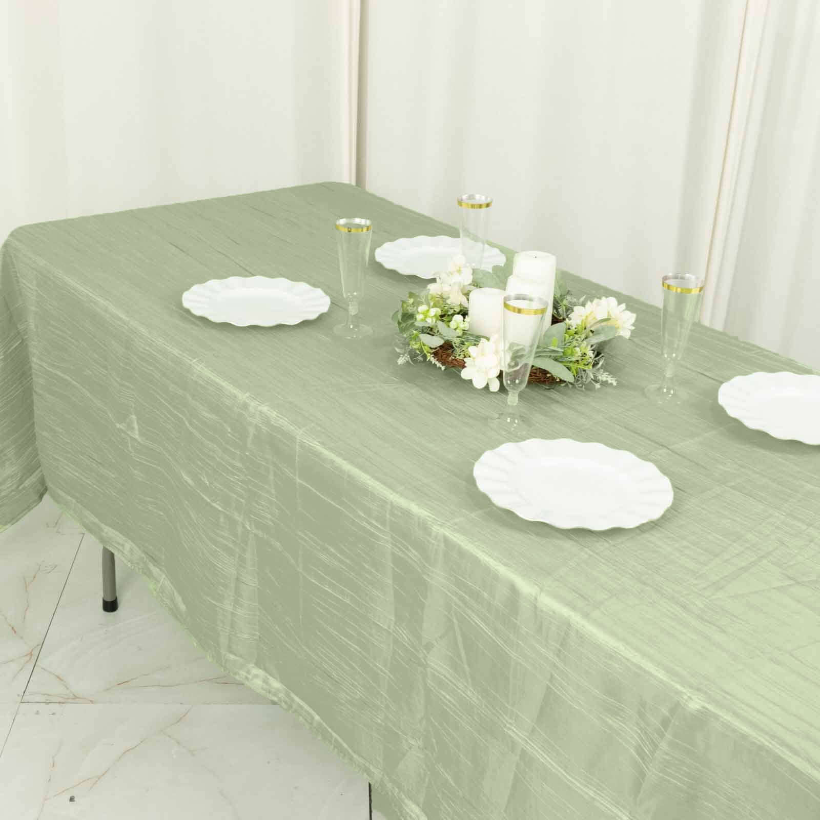 Taffeta 60x102 Rectangle Tablecloth Sage Green - Accordion Crinkle Table Cover