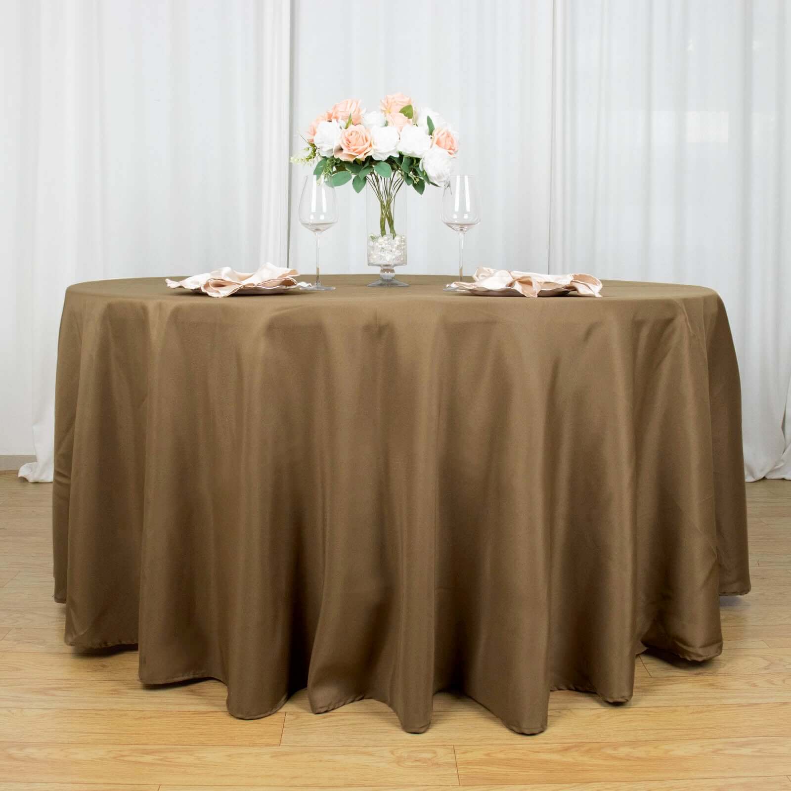 Polyester 120 Round Tablecloth Taupe - Seamless Wrinkle-Resistant Table Cover