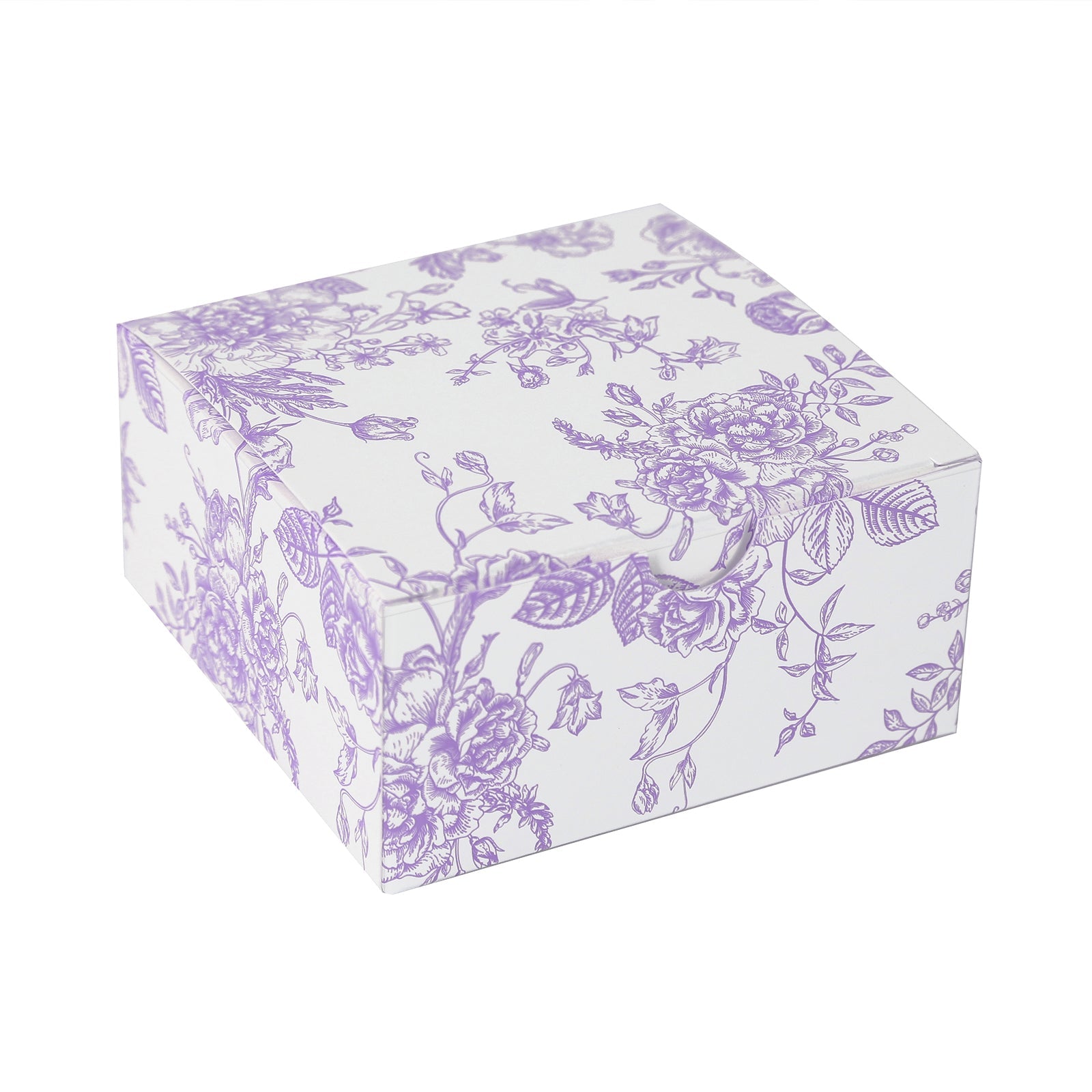 25 Pack Party Favors Boxes in French Toile Pattern, Matte Lavender and White Candy Gift Boxes - Cardstock Paper - 4x4x2