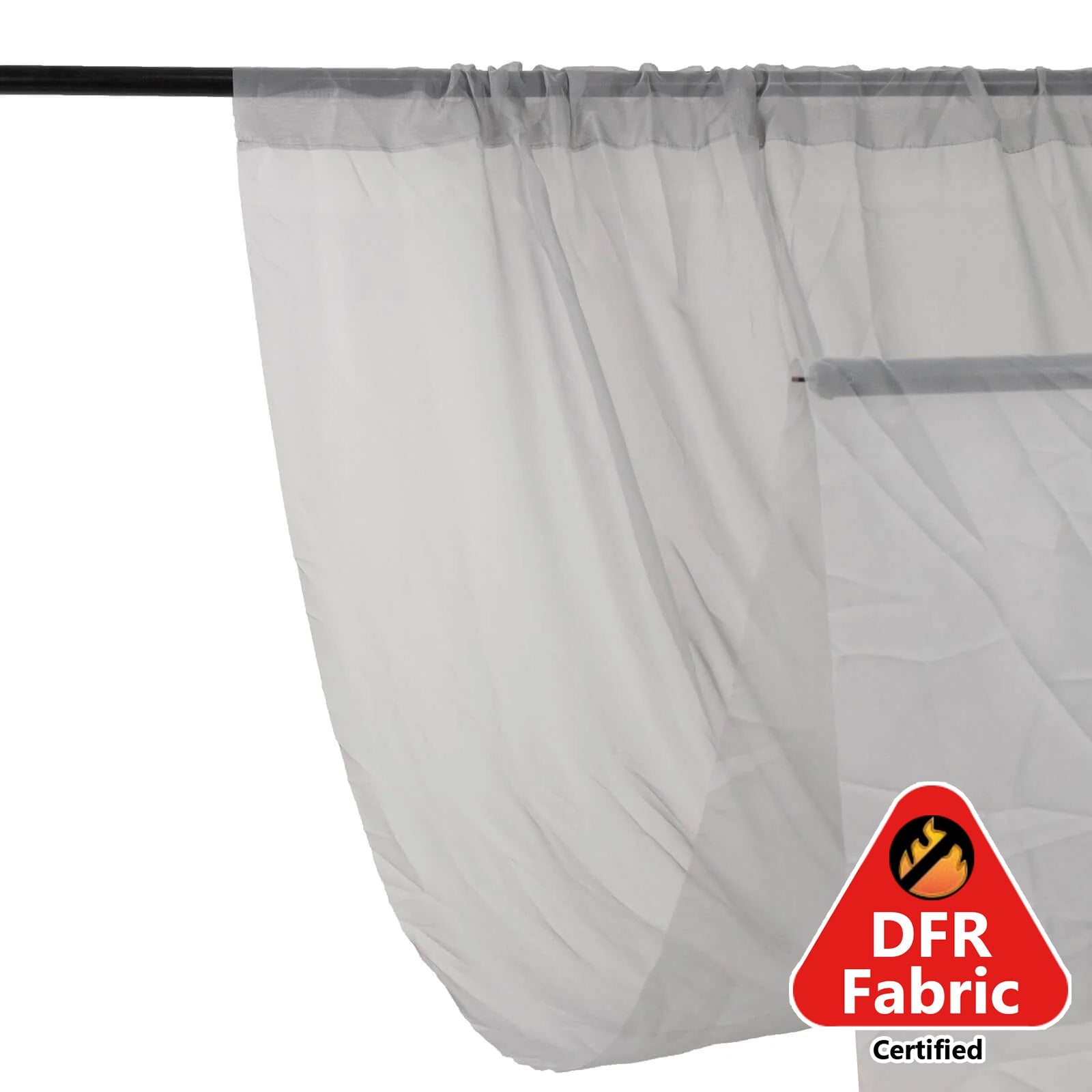 10ftx30ft Silver Sheer Ceiling Drape Curtain Panels Fire Retardant Fabric