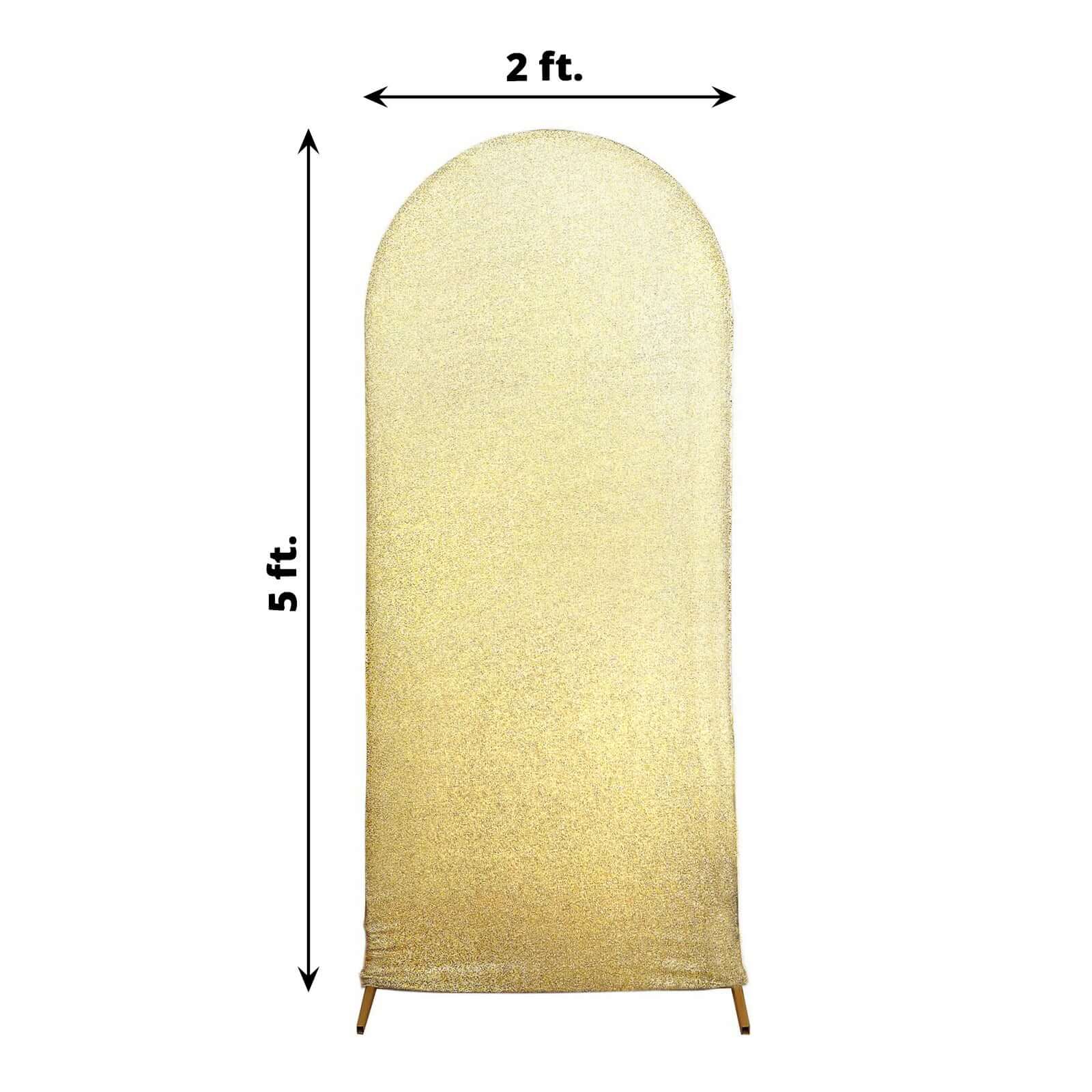 5ft Champagne Shimmer Tinsel Spandex Chiara Backdrop Stand Cover For Fitted Round Top Wedding Arch