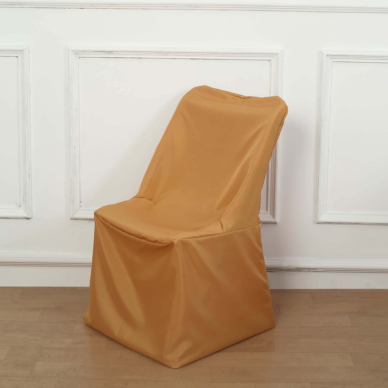 Polyester Chair Cover for Folding Lifetime Chairs Gold - Reusable Durable Slip-On Cover