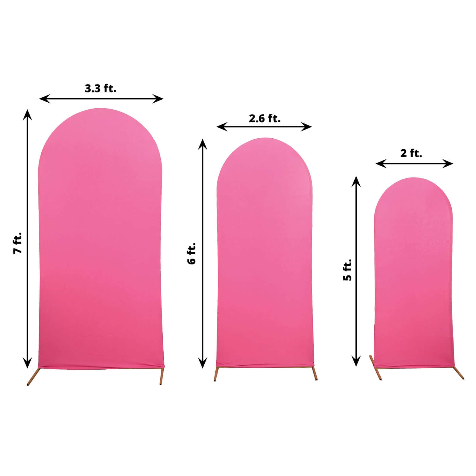 Set of 3 Matte Fuchsia Spandex Fitted Chiara Backdrop Stand Cover For Round Top Wedding Arch - 5ft, 6ft, 7ft