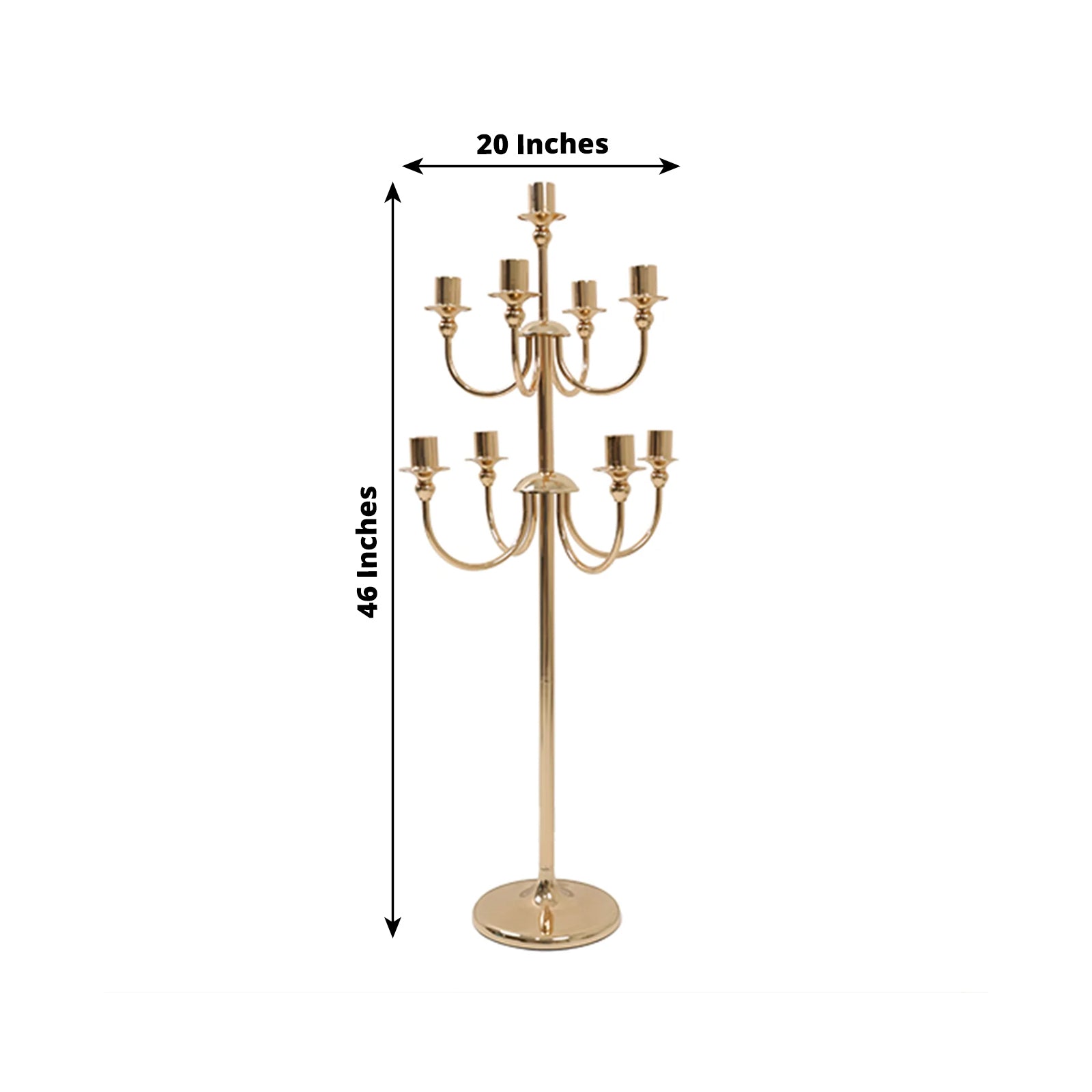 Metal Floor Candelabra Candle Holder, 9-Arm Vintage Taper Stand Gold Table Centerpiece for Weddings & Parties 46 Tall