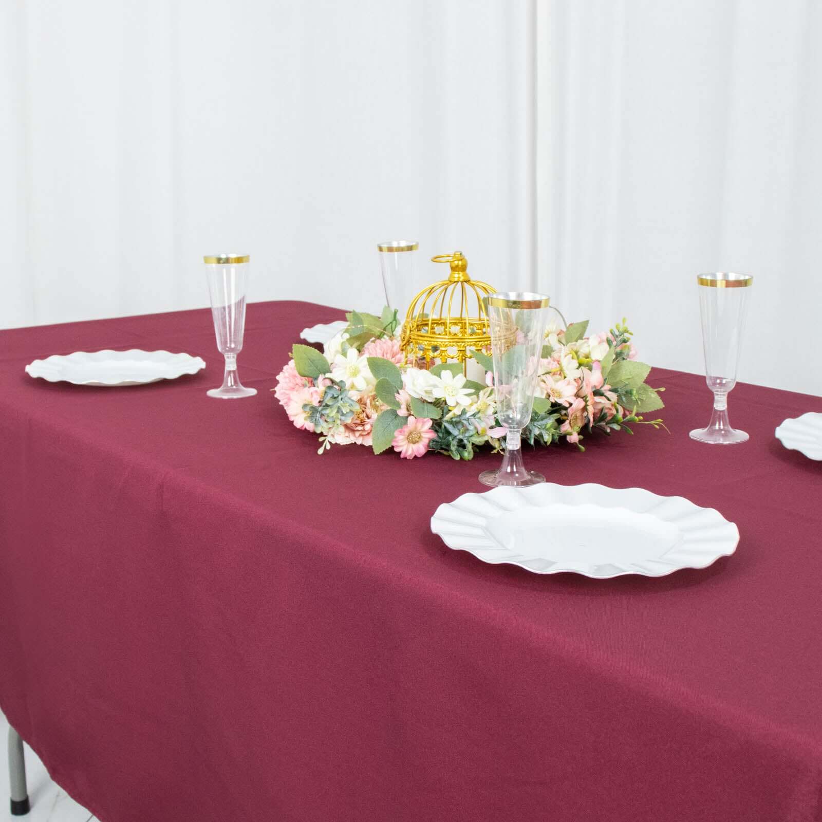Premium Polyester 60x102 Rectangle Tablecloth Burgundy - Durable 220GSM Wrinkle-Resistant Table Cover