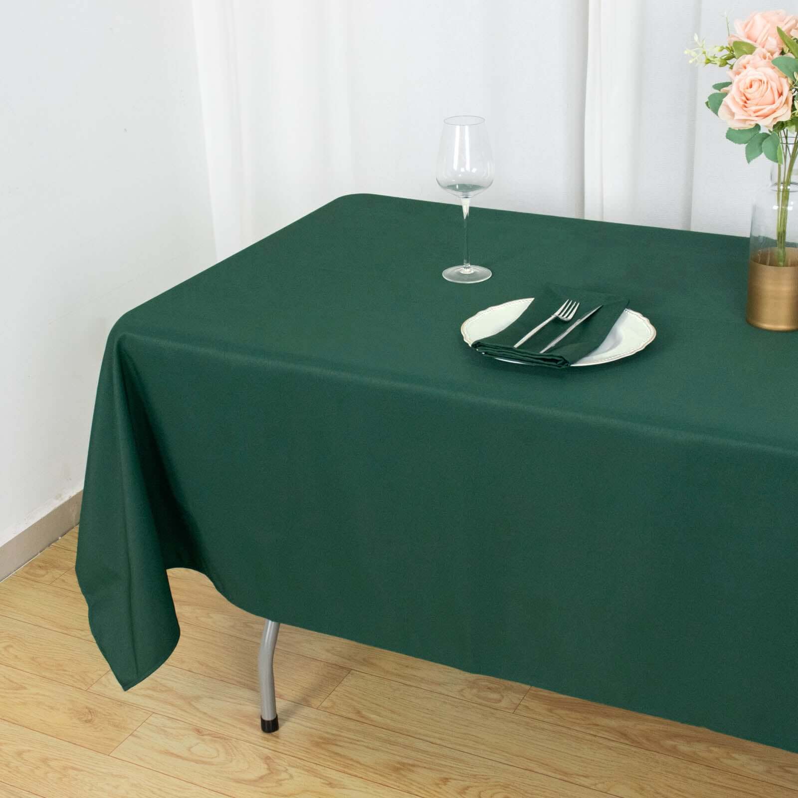 Premium Polyester 60x102 Rectangle Tablecloth Hunter Emerald Green - Durable 220GSM Wrinkle-Resistant Table Cover