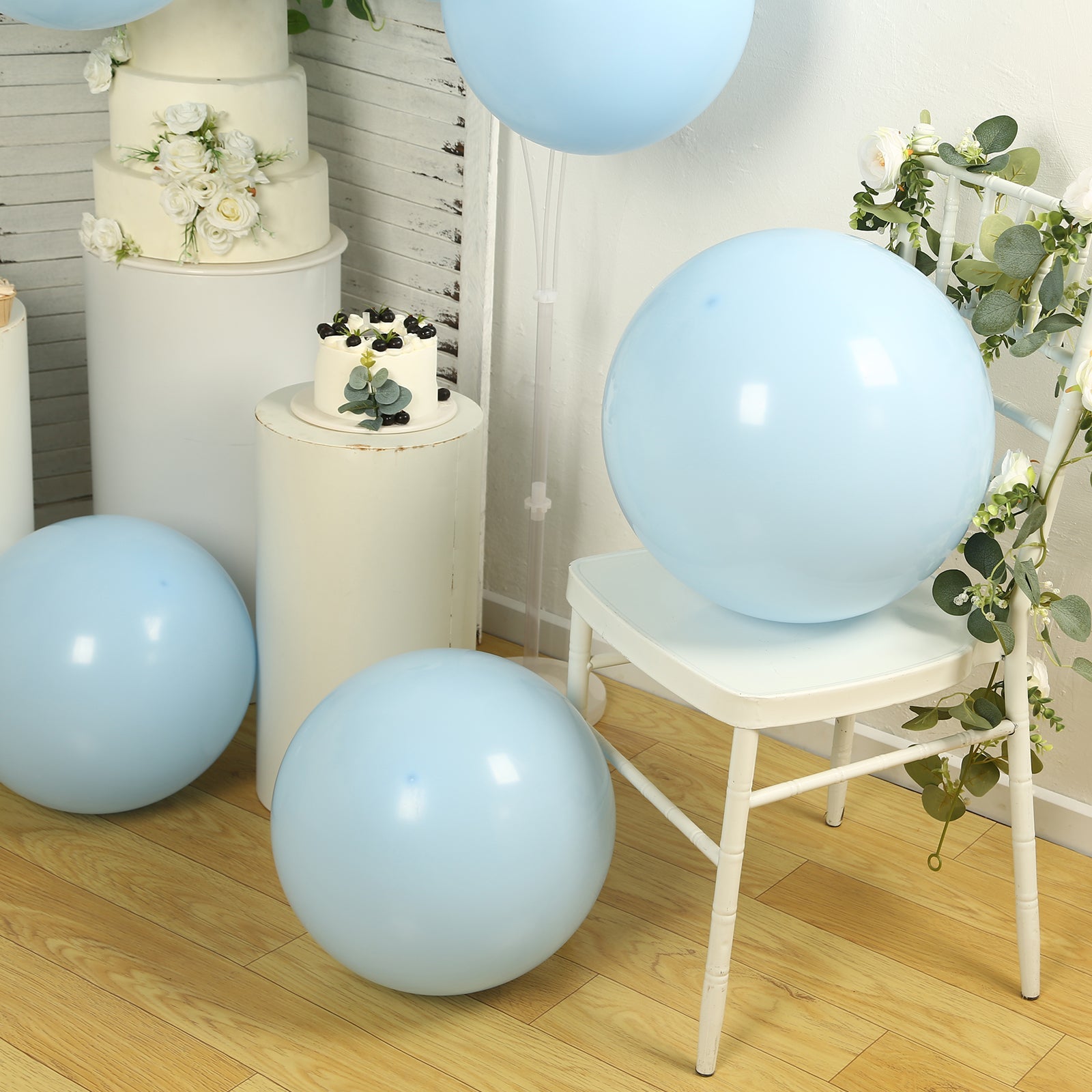 10 Pack Matte Pastel Ice Blue Biodegradable Balloons 18, Round Eco-friendly Thick Latex Party Balloons