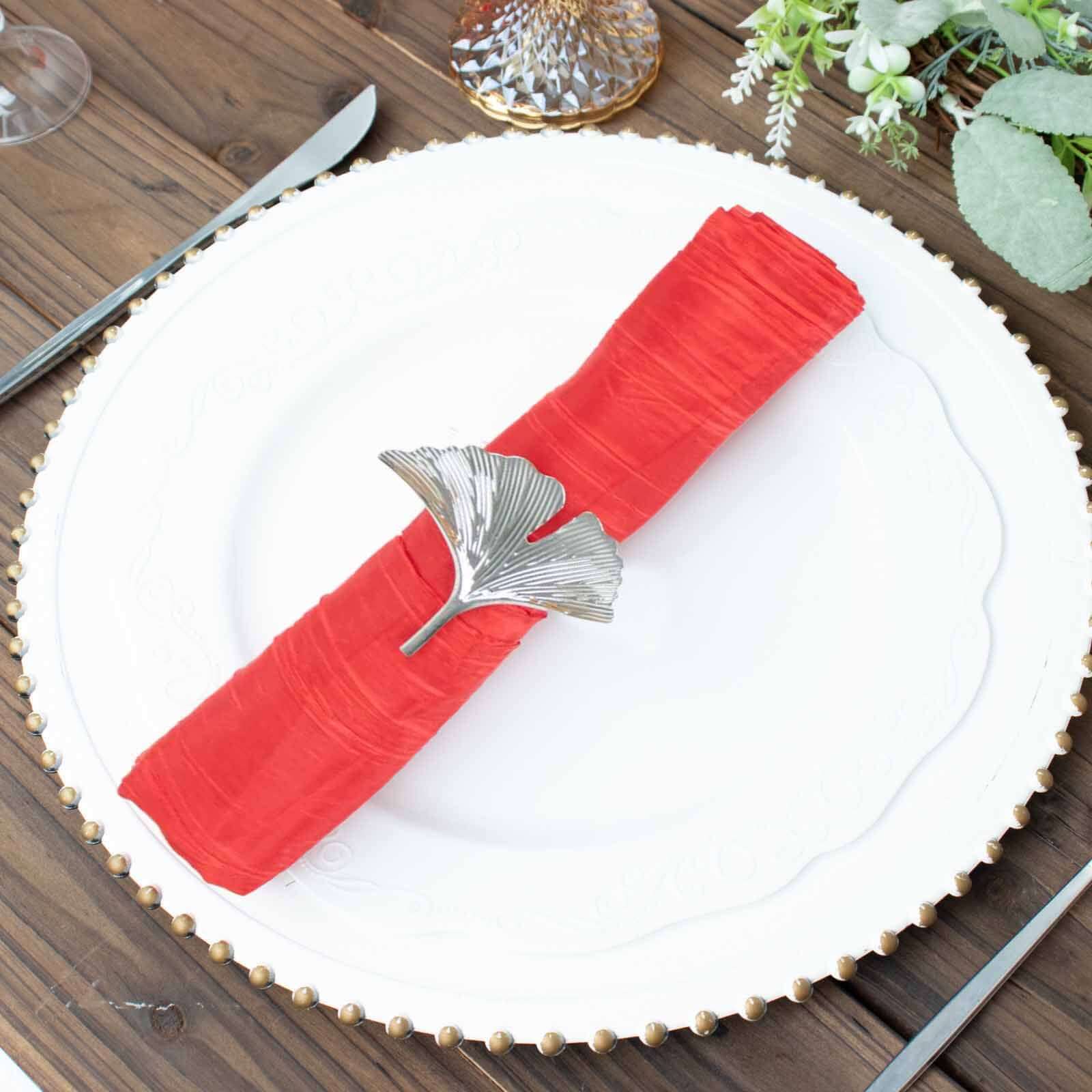 5 Pack Taffeta 20x20 Napkins Red - Accordion Crinkle Dinner Napkins