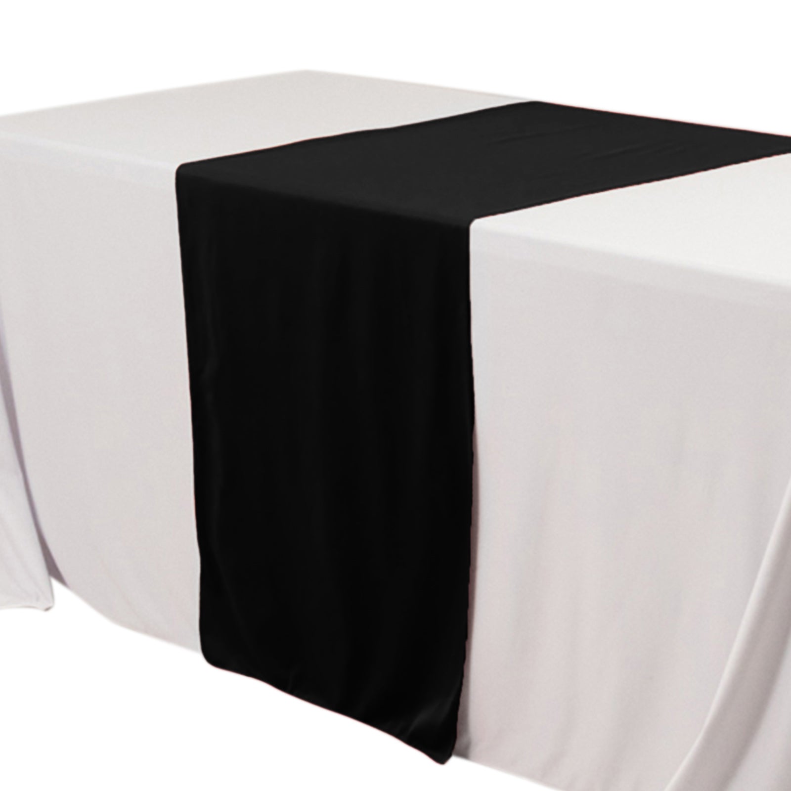 Wide Polyester 24x72 Table Runner Black - Durable Trade Show Table Linen