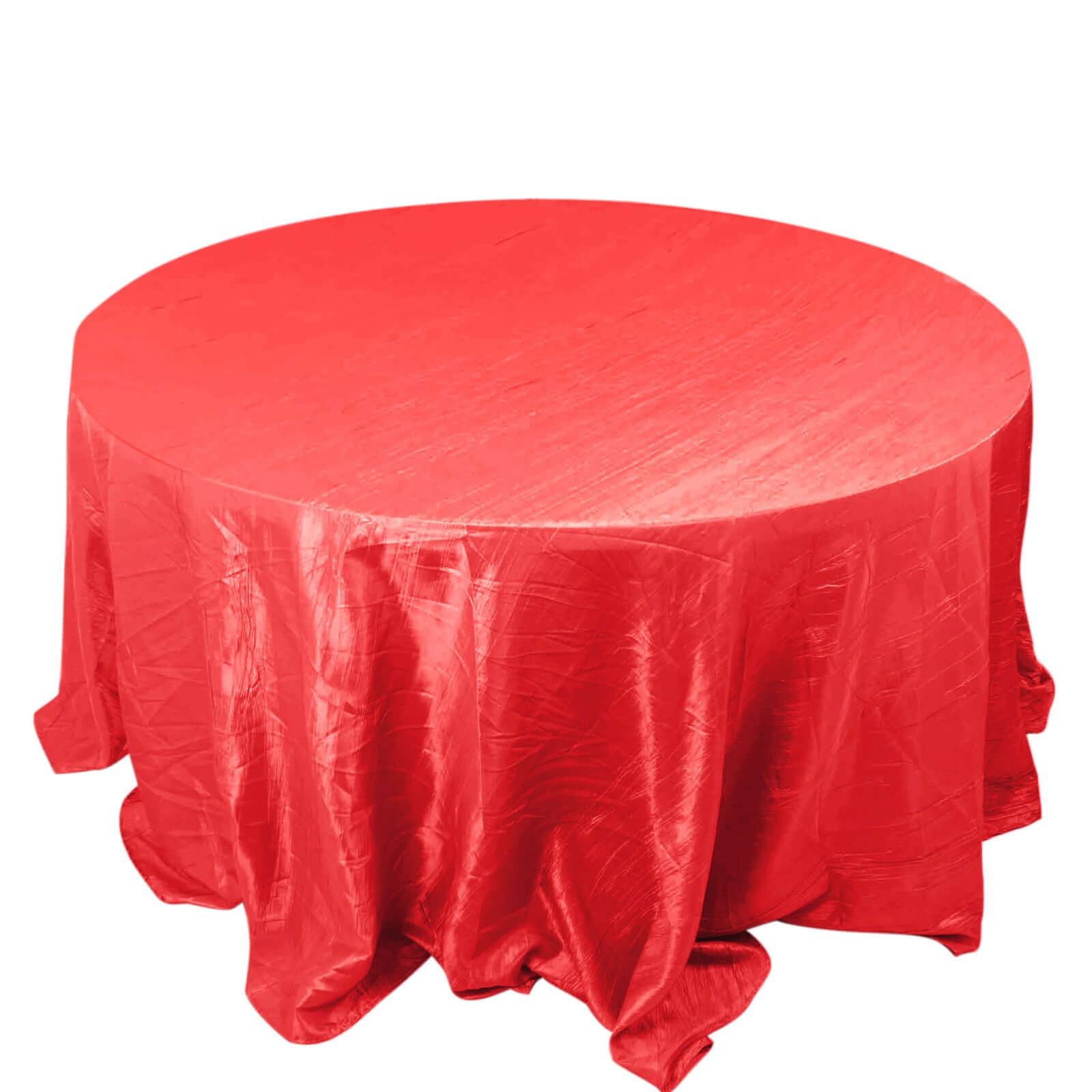 Taffeta 132 Round Tablecloth Red - Seamless Accordion Crinkle Table Cover