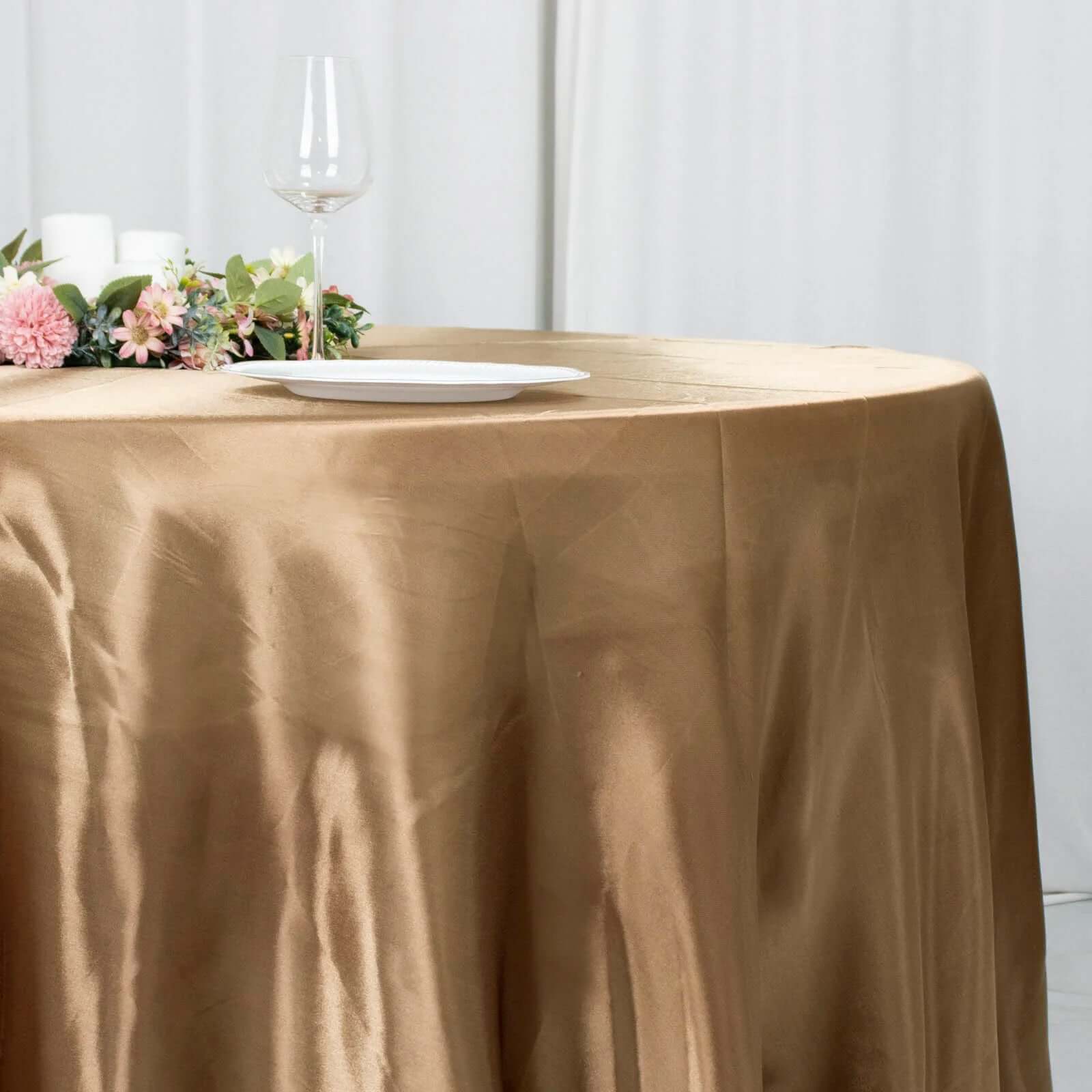 Satin 120 Round Tablecloth Taupe - Stylish Seamless Table Cover