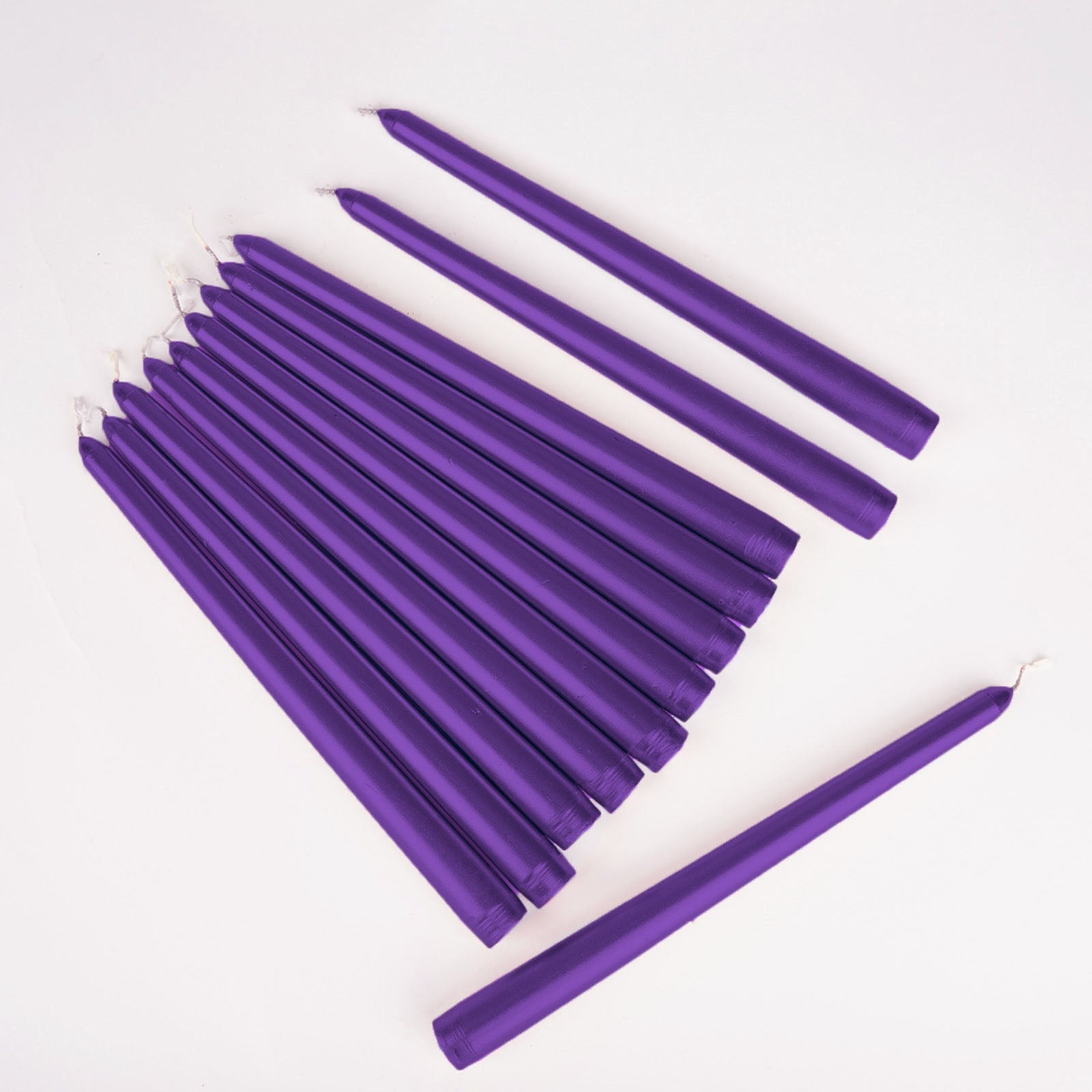 12-Pack Taper Candles Premium Wax Design Purple - Unscented Candles for Upscale Settings 10