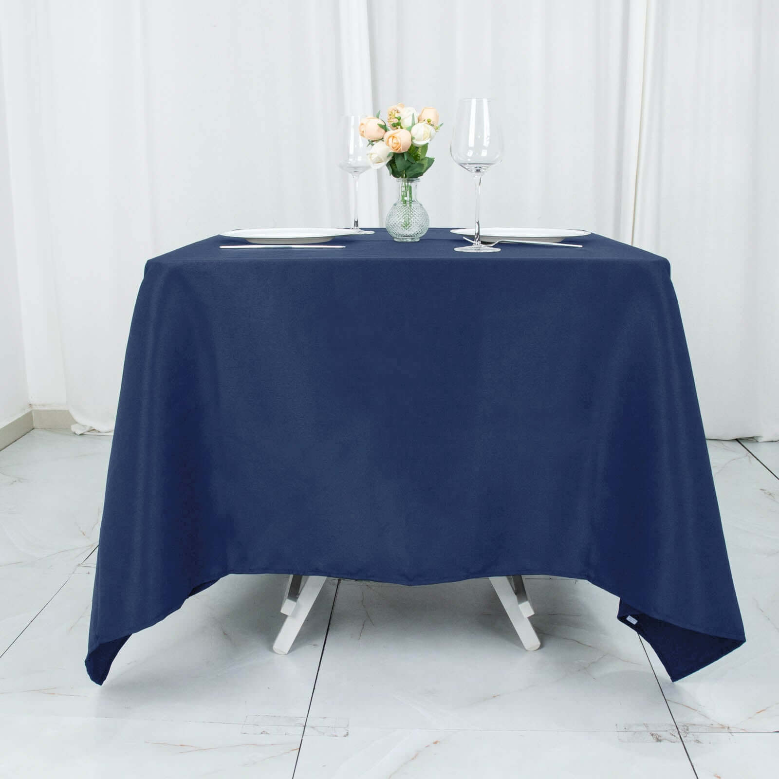 Premium Polyester Square Tablecloth 70x70 Navy Blue 220GSM Wrinkle-Resistant Table Cover
