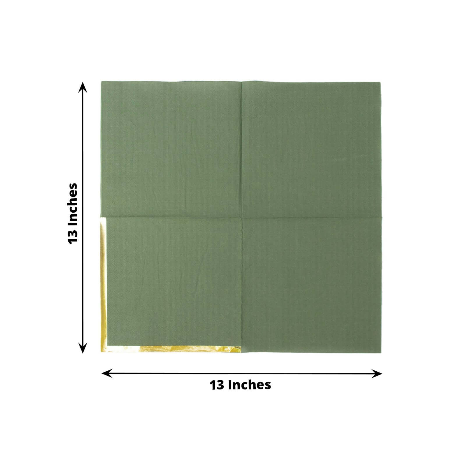 50-Pack Paper Beverage Napkins with Gold Foil Olive Green - Disposable 2 Ply Cocktail Napkins for Events 6.5x6.5