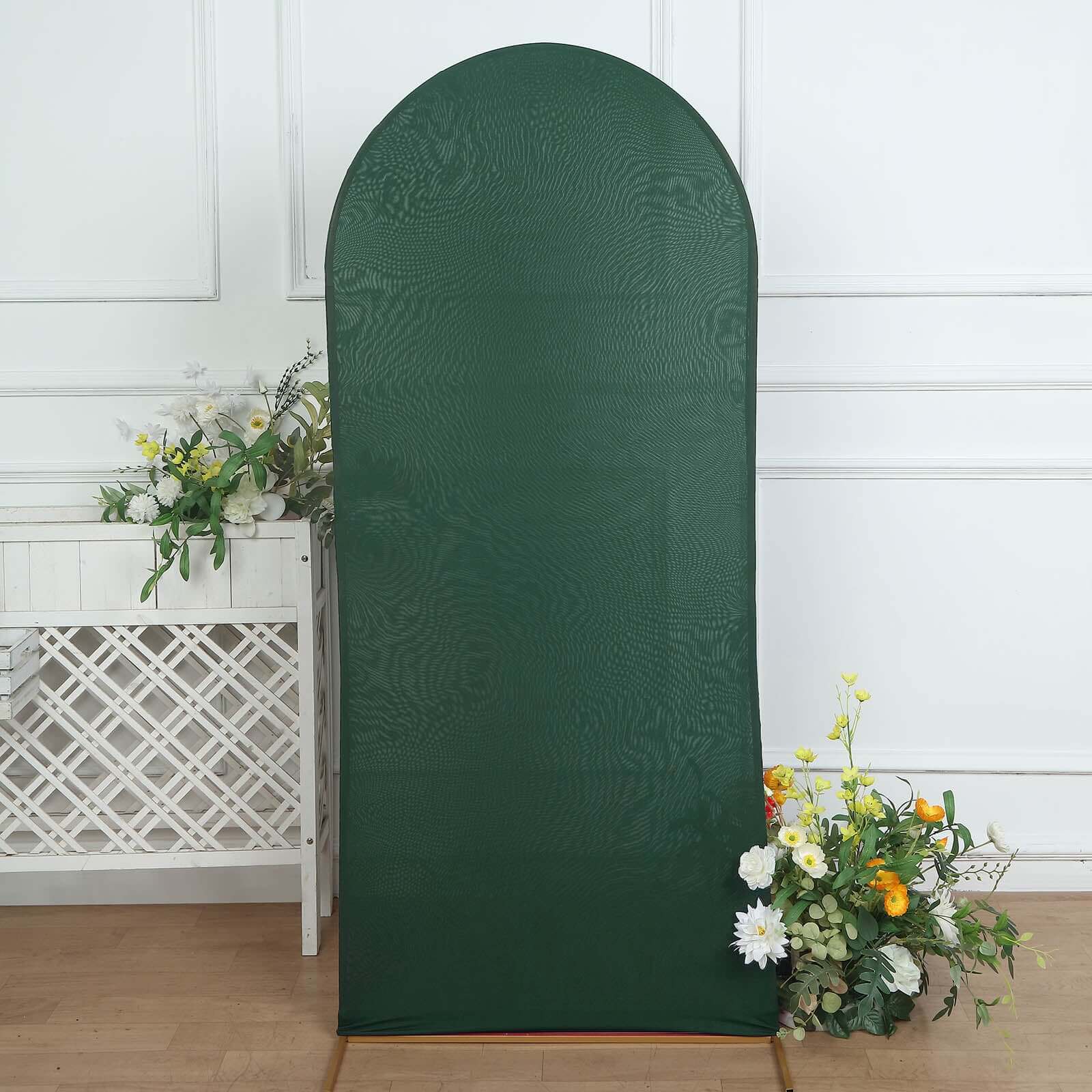 6ft Matte Hunter Emerald Green Spandex Fitted Chiara Backdrop Stand Cover For Round Top Wedding Arch