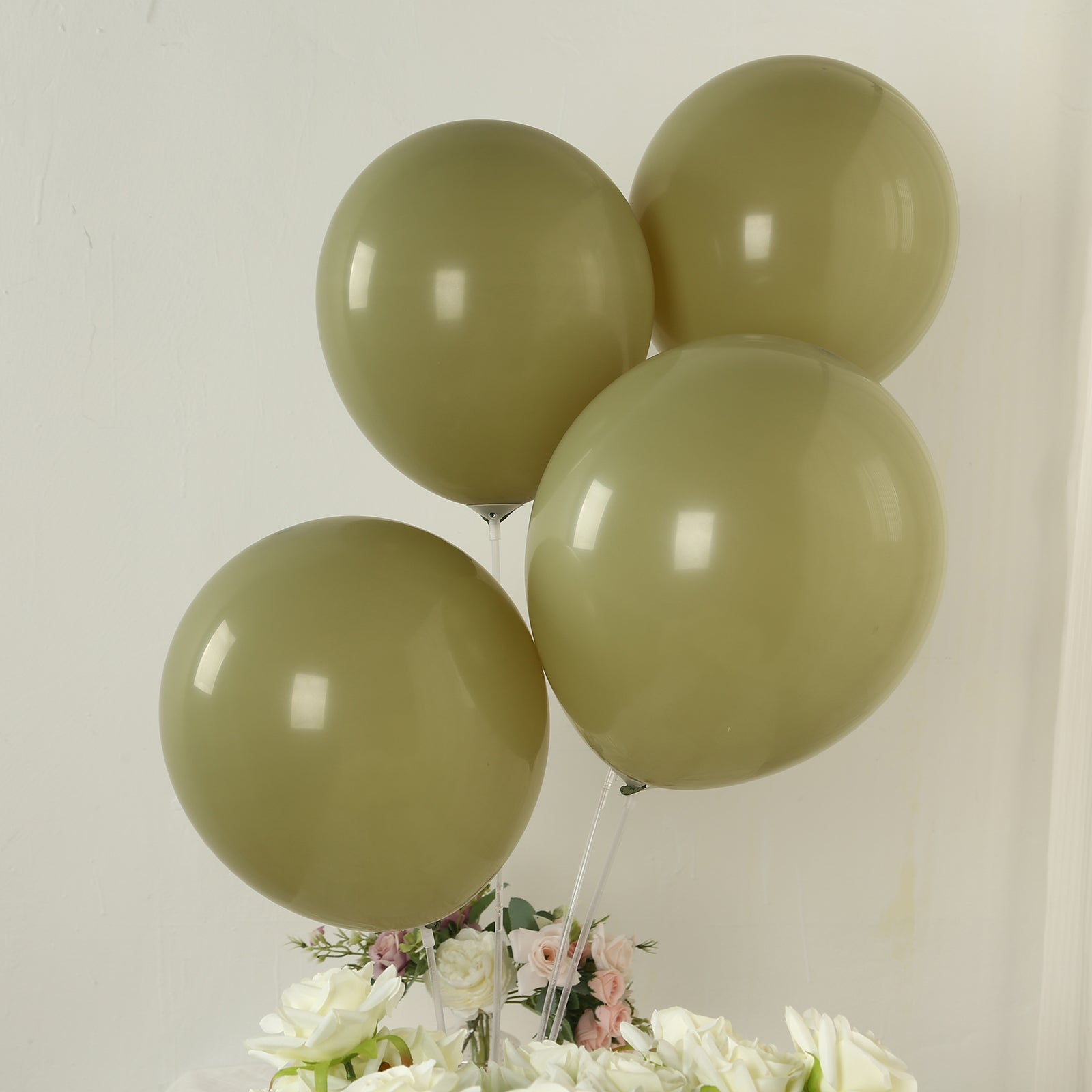 50 Pack Matte Pastel Olive Green Biodegradable Balloons 12, Round Eco-friendly Thick Latex Party Balloons