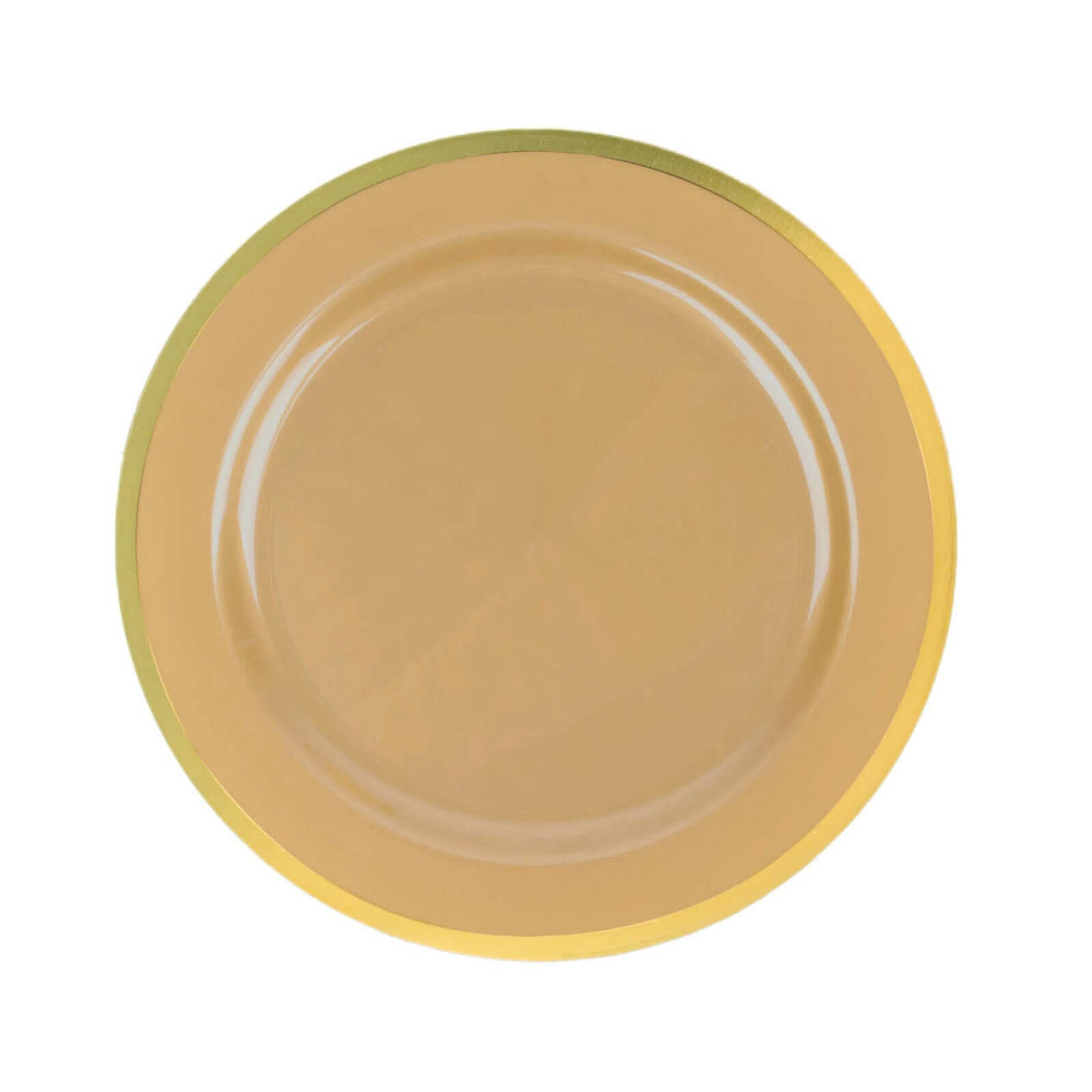 10-Pack Plastic 7 Round Appetizer Plates in Gold with Gold Rim - Sleek Disposable Salad Plates for Banquets & Special Occasions