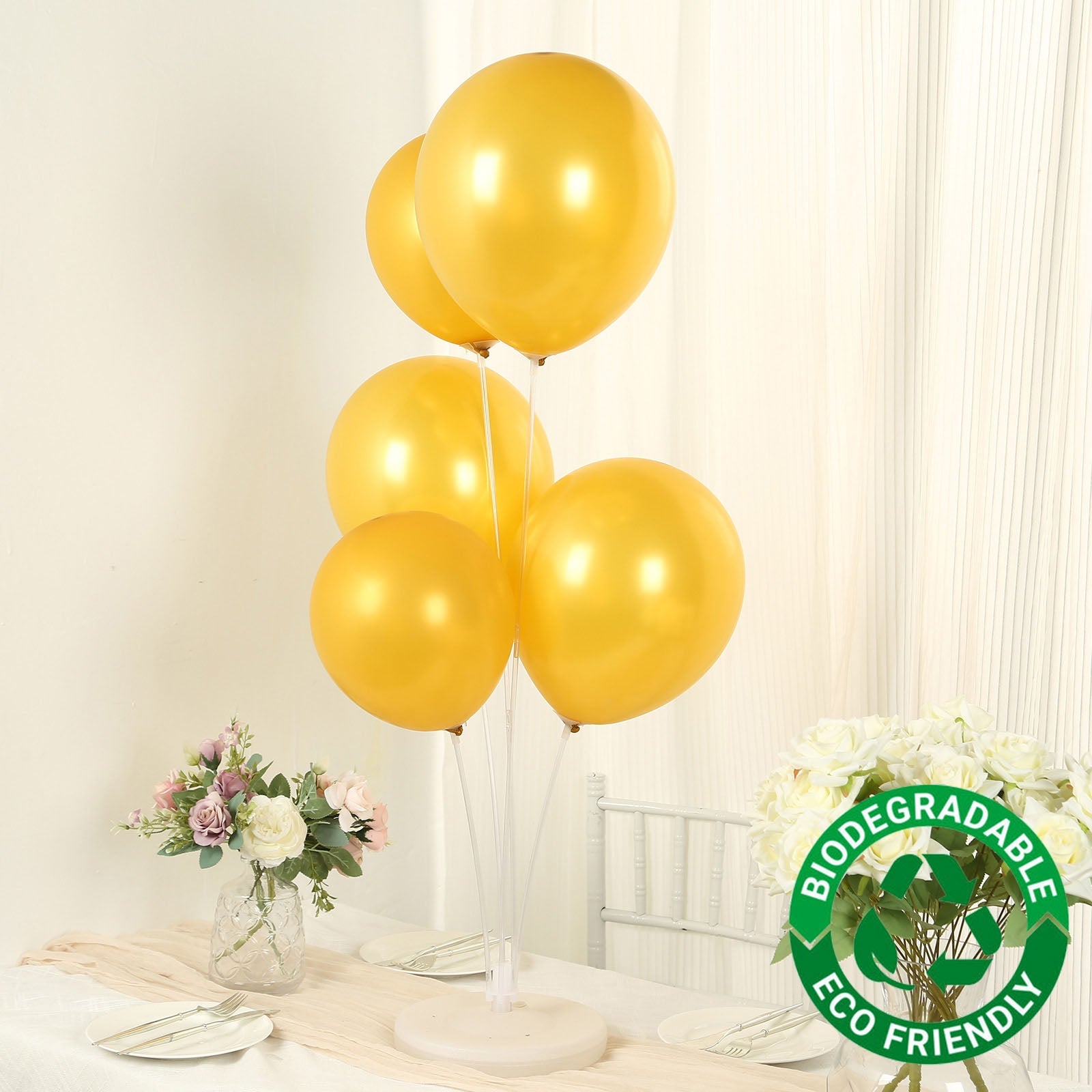 50 Pack Gold Biodegradable Balloons, 12 Thickened Extra Strong Eco-friendly Latex Helium Party Balloons