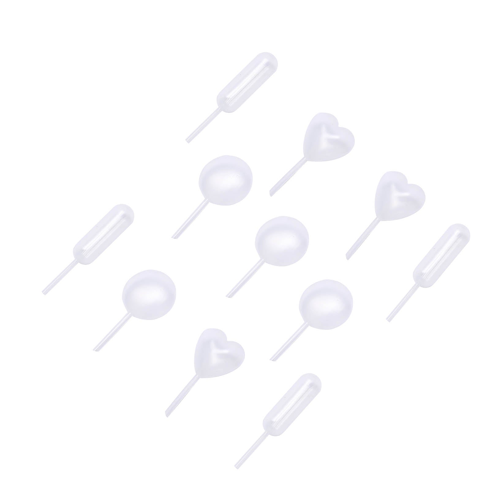 Set of 150 Plastic Dessert Topper Pipette Infusers Clear - Disposable Mini Squeeze Cupcake Liquid Injector Droppers in Heart, Cylinder & Round for Desserts & Drinks 4ml