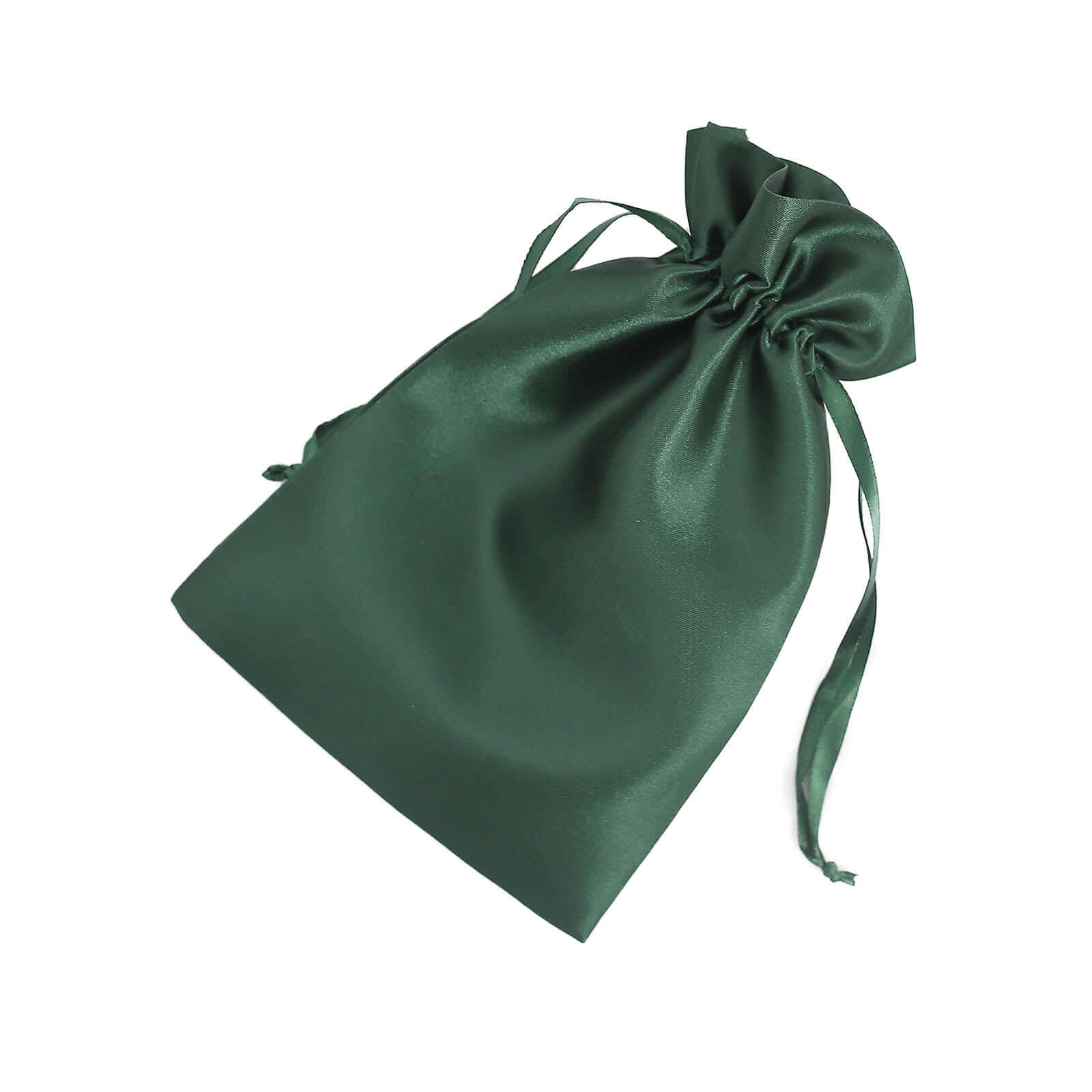 12 Pack 6x9 Hunter Emerald Green Satin Wedding Party Favor Bags, Drawstring Pouch Gift Bags