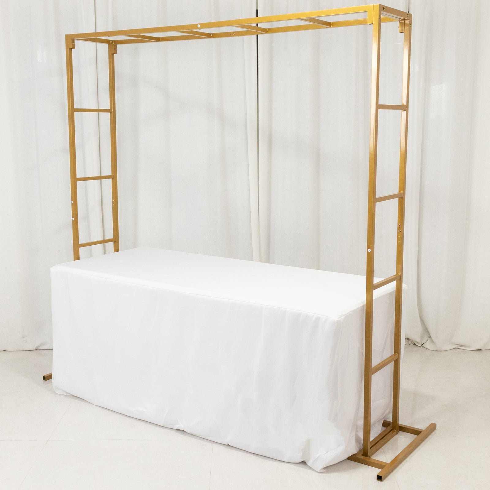 6ftx6ft Gold Square Arbor - Freestanding 6' High Over the Table Stand, Backdrop Stand with Double Frame for Floral Balloon Décor