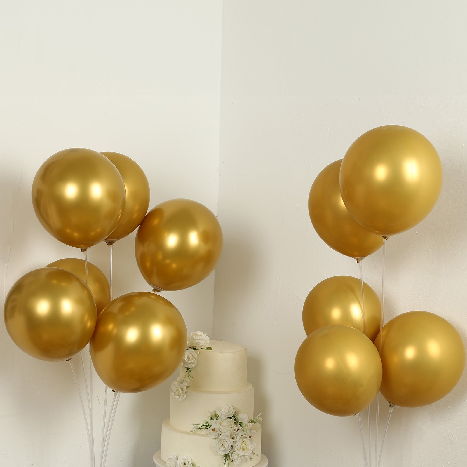 50 Pack Chrome Gold Biodegradable Latex Balloons 12, Thick Eco Friendly Metallic Party Balloons