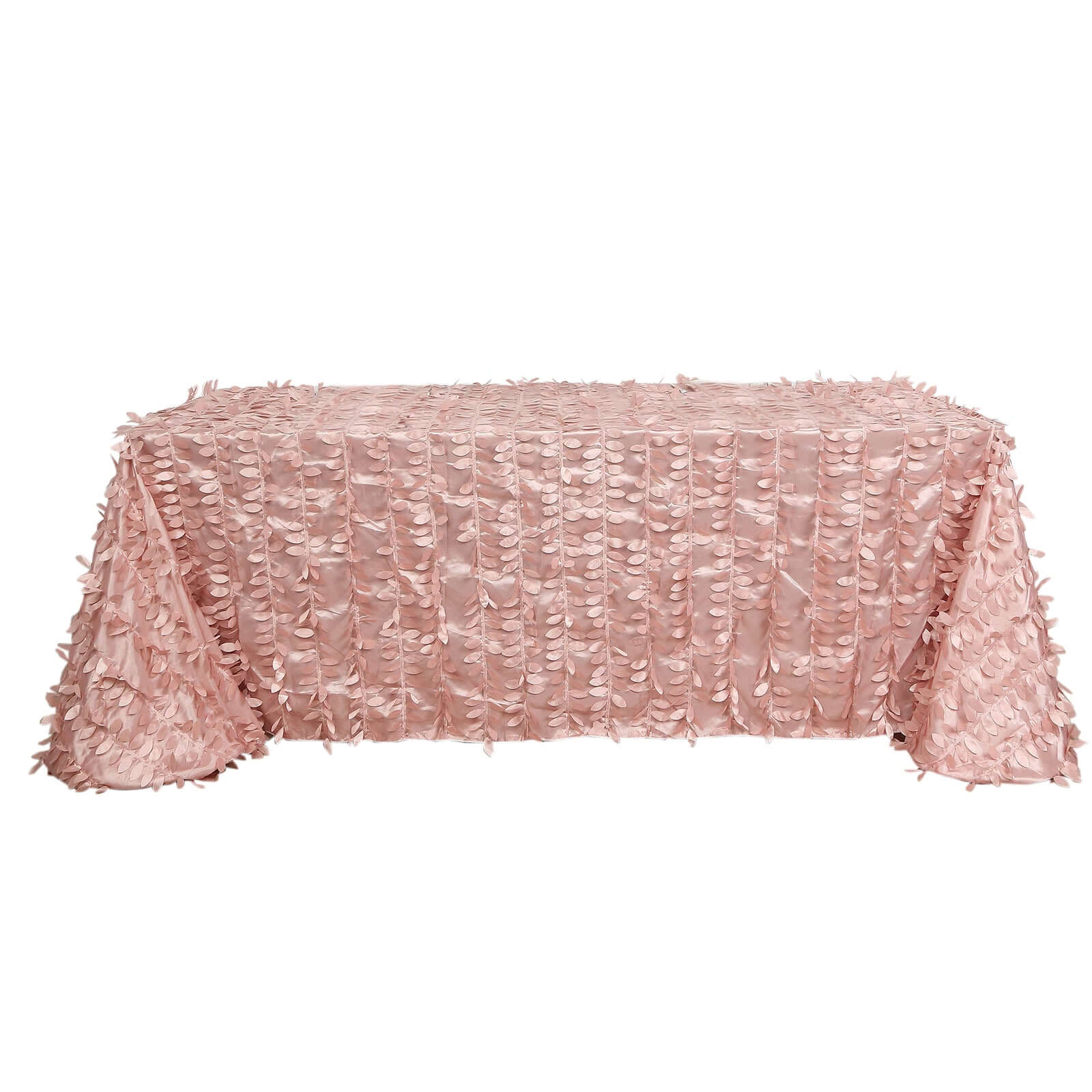 Taffeta 90x156 Rectangle Tablecloth Dusty Rose | 3D Leaf Petal Design Seamless Table Cover