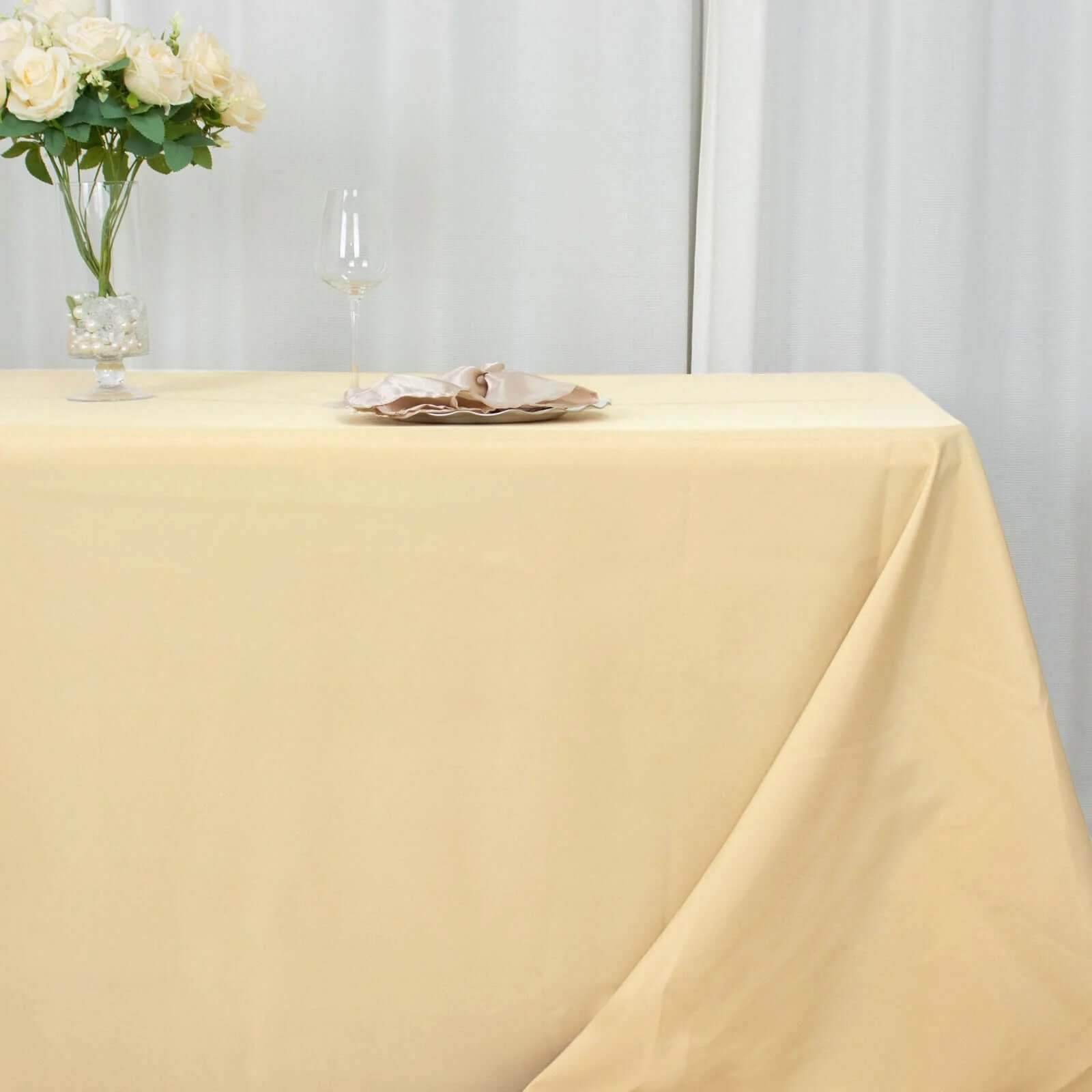 Premium Polyester 90x156 Rectangle Tablecloth Champagne - Seamless 220GSM Stain-Resistant Table Cover
