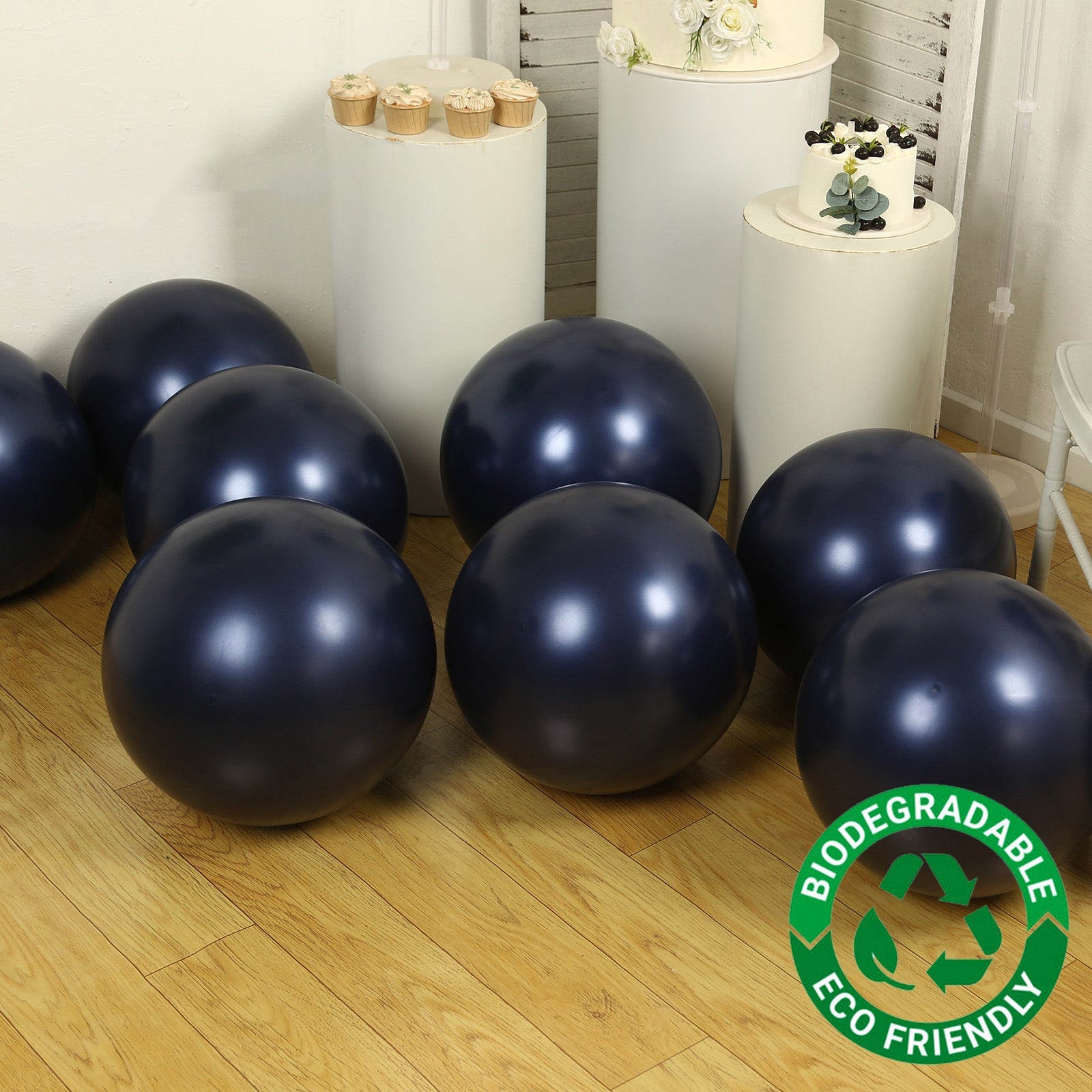 10 Pack Navy Blue Biodegradable Balloons, 18 Thickened Extra Strong Eco-friendly Latex Helium Party Balloons