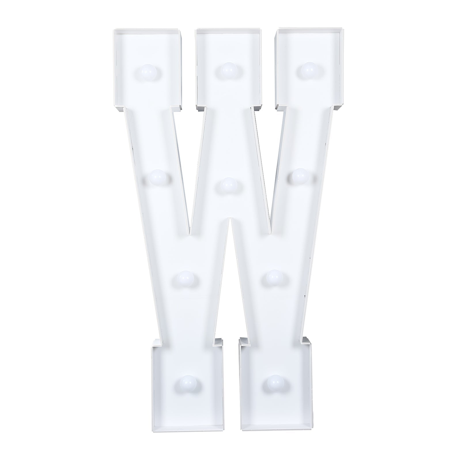 Giant LED Marquee Light Up Letter W, White 4ft Pre-Cut Foam Board with 10 Warm White Battery Operated LEDs, Glue Gun and Sticks