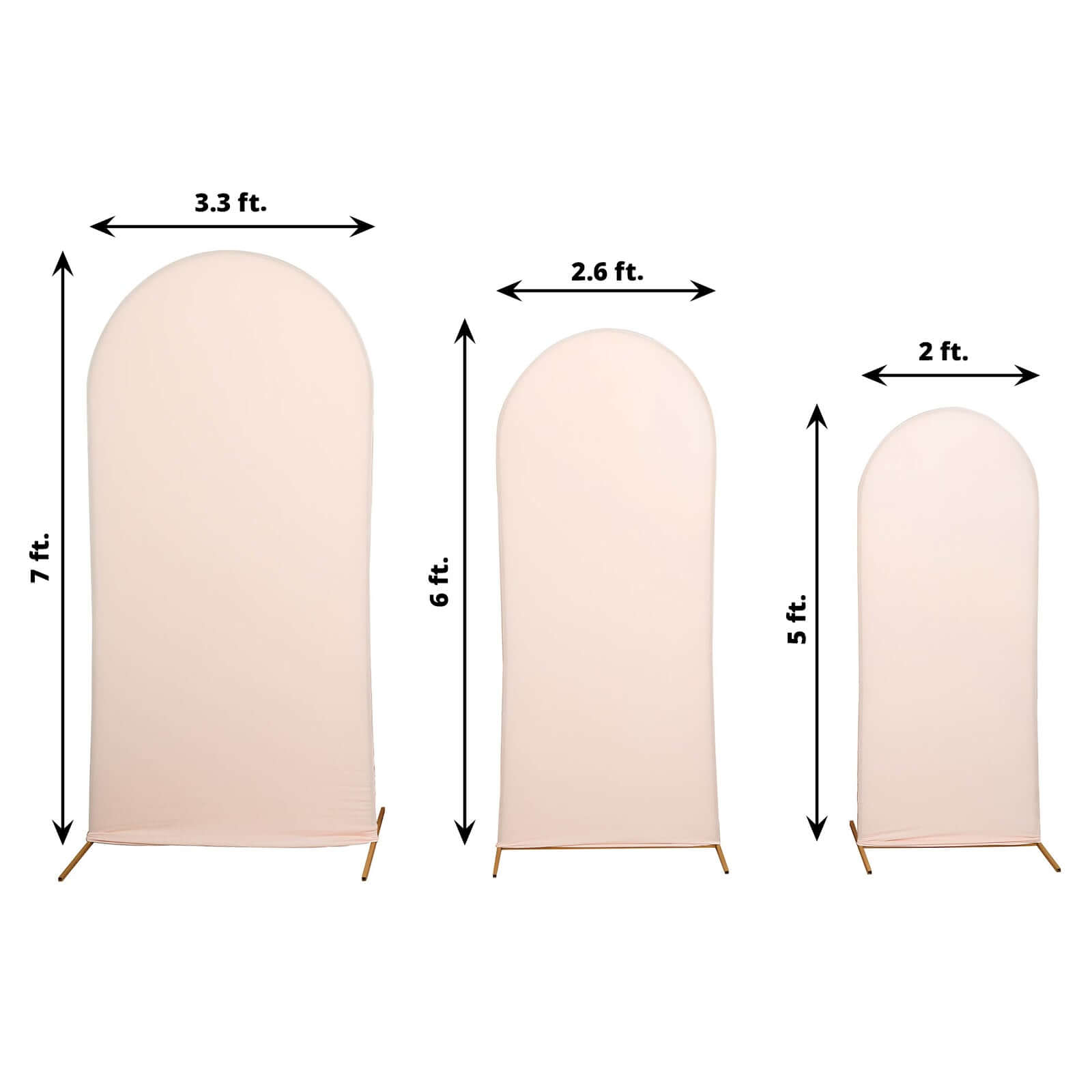 Set of 3 Matte Blush Spandex Fitted Chiara Backdrop Stand Cover For Round Top Wedding Arch - 5ft, 6ft, 7ft