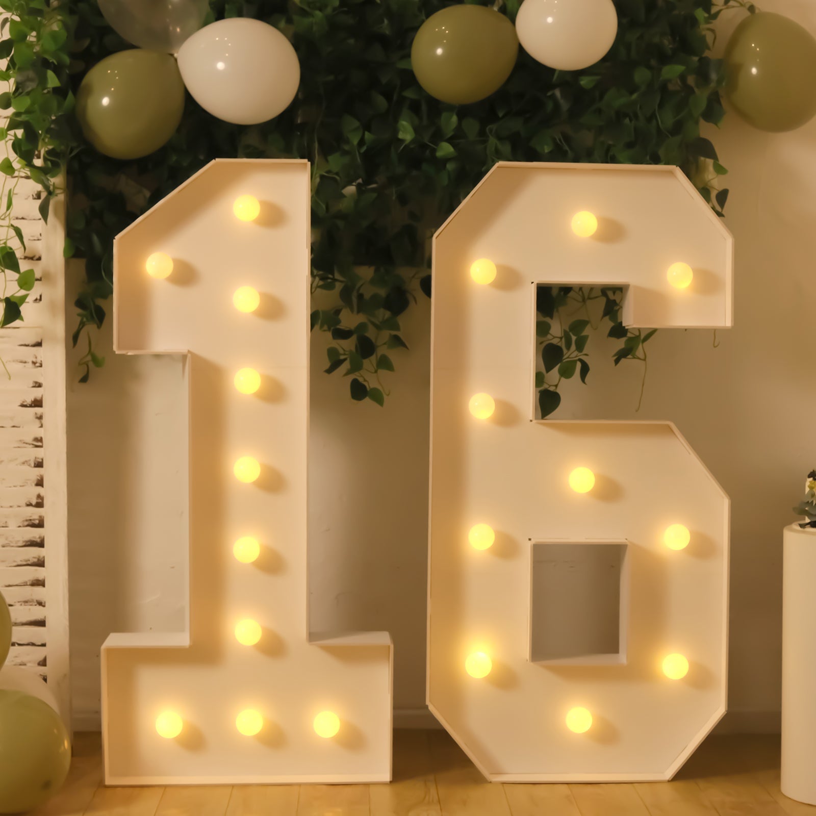 Giant LED Marquee Light Up Number 1, White 4ft Pre-Cut Foam Board with 10 Warm White Battery Operated LEDs, Glue Gun and Sticks