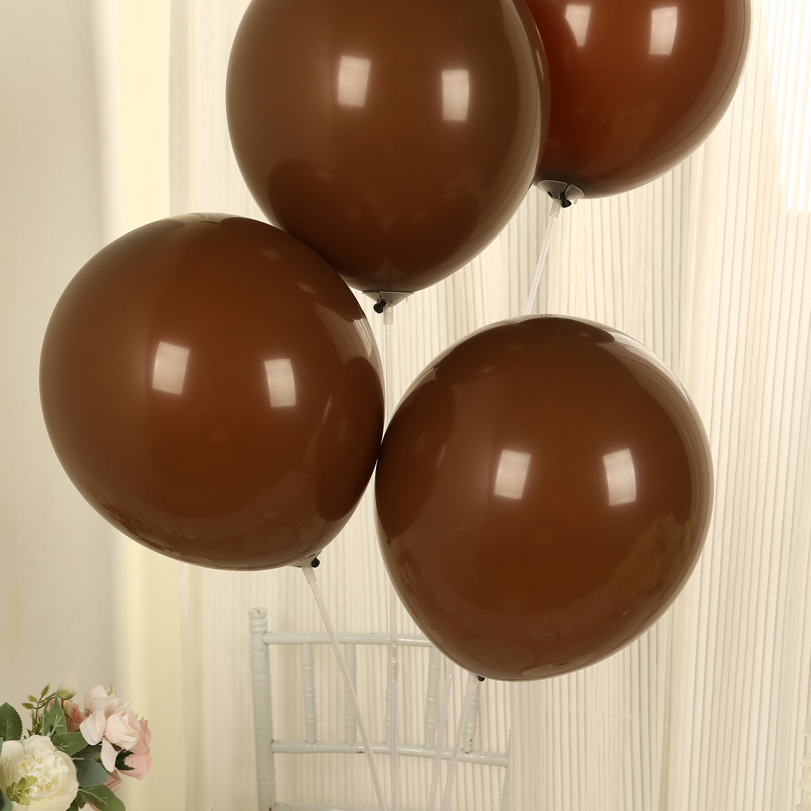 50 Pack Matte Pastel Cinnamon Brown Biodegradable Balloons 12, Round Eco-friendly Thick Latex Party Balloons