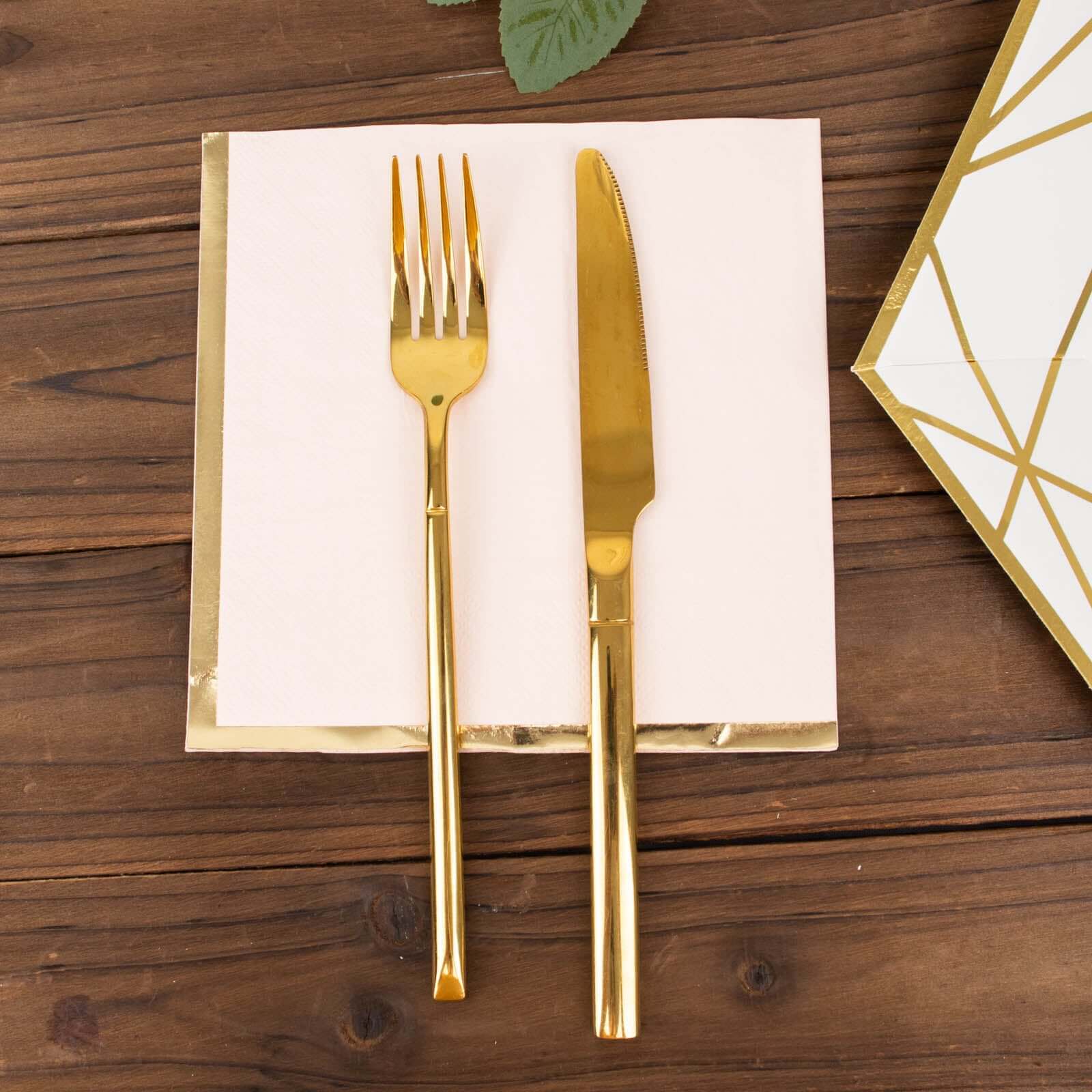 50-Pack Paper Beverage Napkins with Gold Foil Edge Blush - Disposable 2 Ply Cocktail Napkins for Events 6.5x6.5