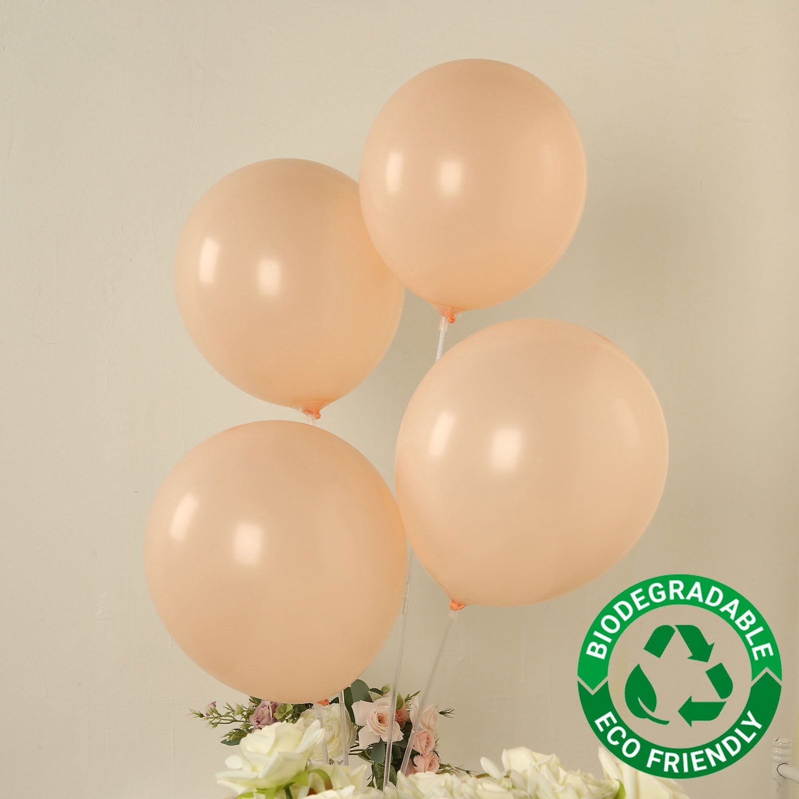 50 Pack Matte Pastel Blush Biodegradable Balloons 12, Round Eco-friendly Thick Latex Party Balloons