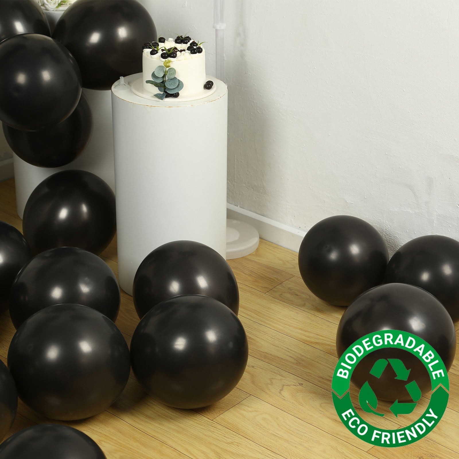 50 Pack Black Biodegradable Balloons, 12 Thickened Extra Strong Eco-friendly Latex Helium Party Balloons